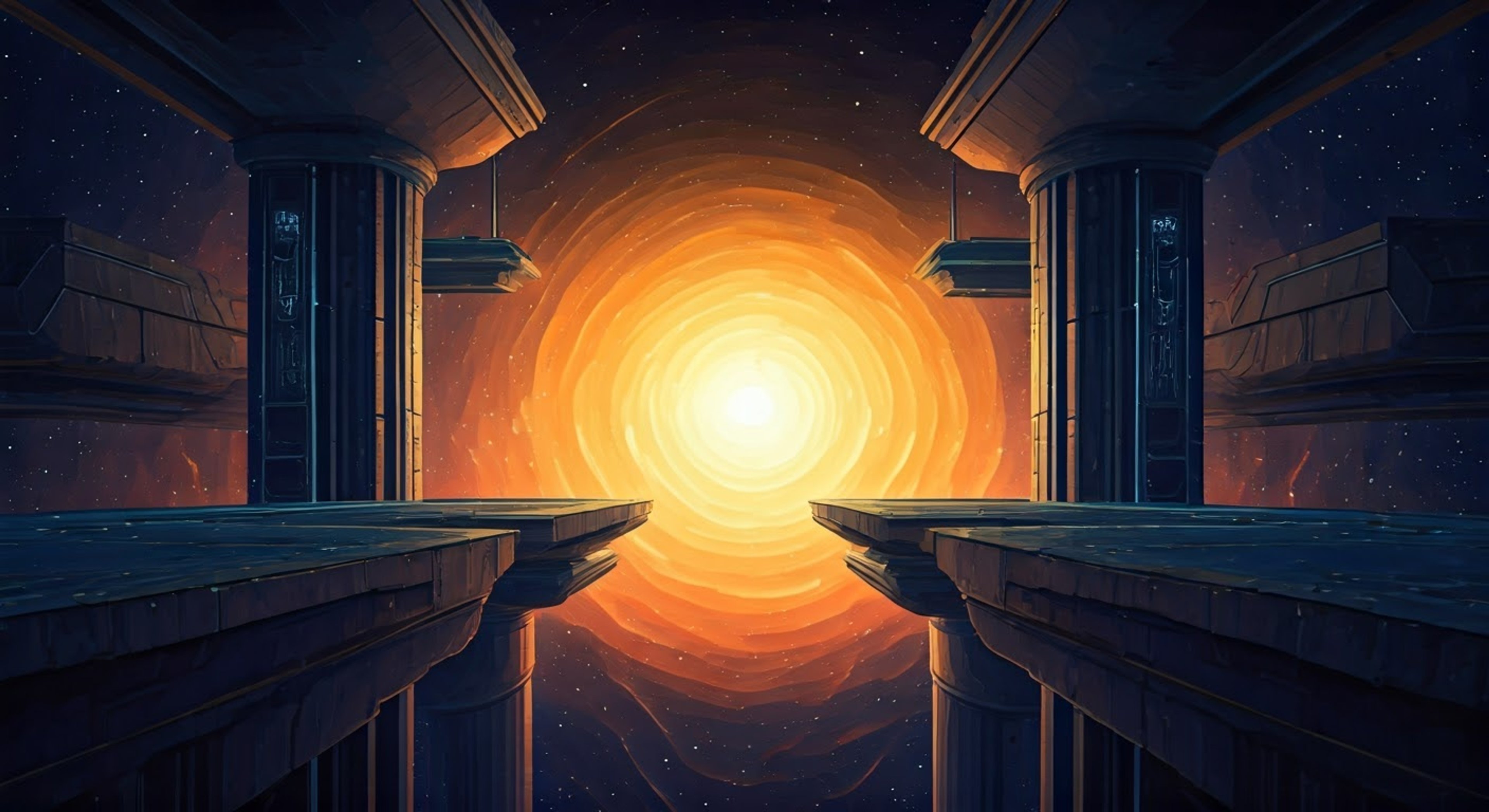 You stand before the enigmatic Master Hand, creator of all you see in the Smash universe. His massive form towers above you, fingers flexing with untold power as space itself seems to bend around his presence. The cosmic arena stretches endlessly in all directions, stars twinkling in the void as you prepare to face his ultimate test of worth.