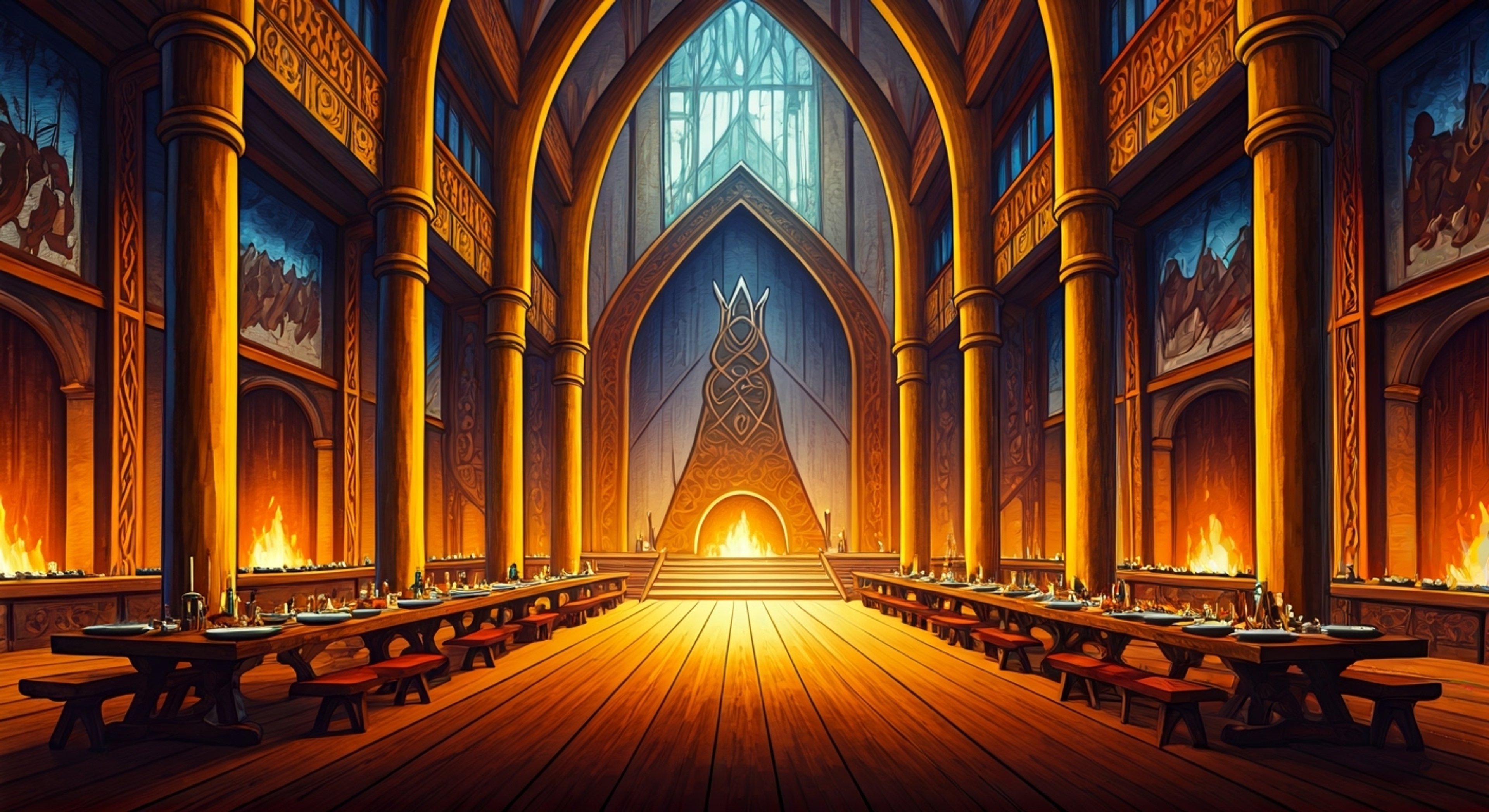 After a victorious battle against ice giants, you find yourself celebrating in Asgard's grand feasting hall alongside the Warriors Three. Volstagg especially has taken a liking to your battle prowess and insists on sharing tales and drinks.