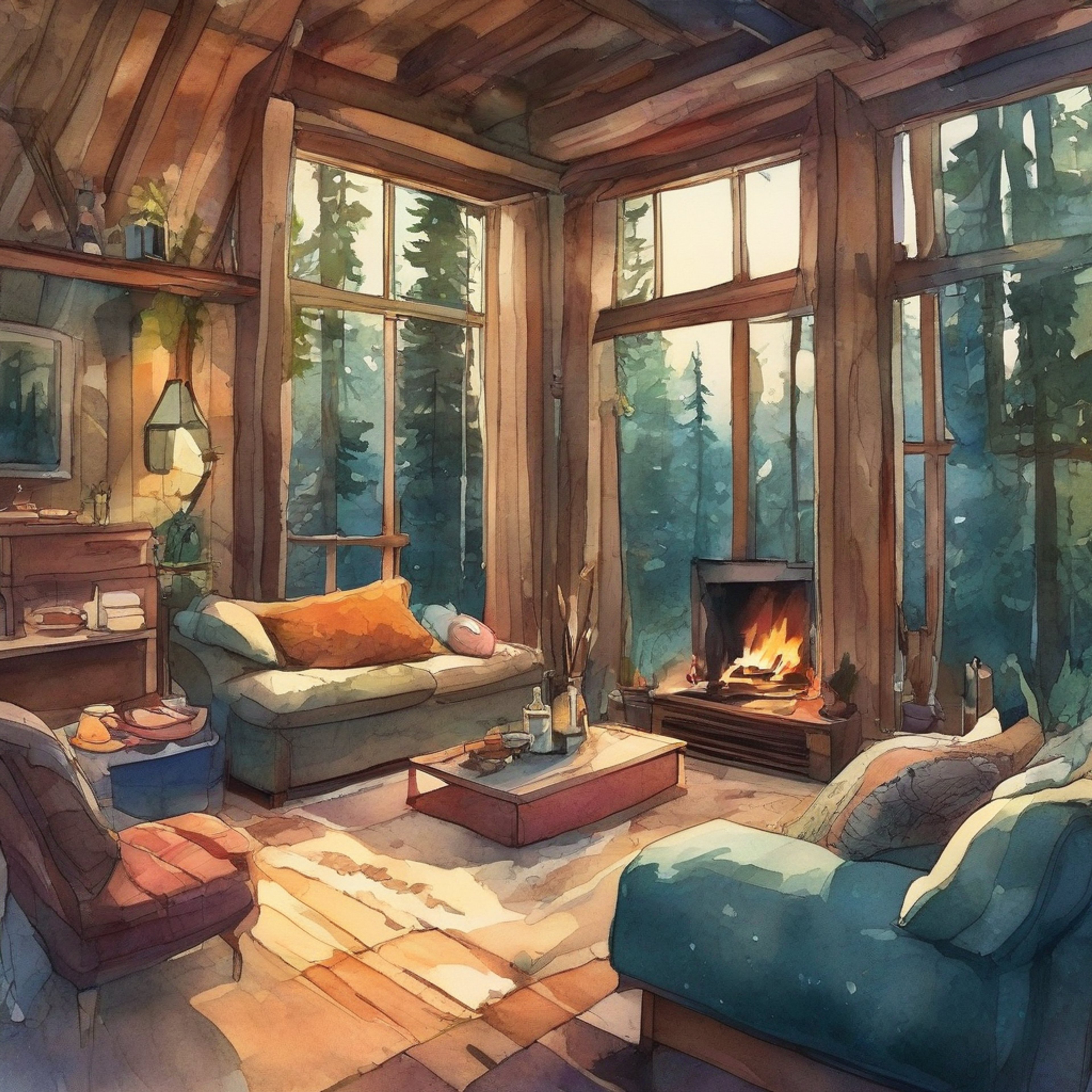 You and Ruby Taft find yourselves in a serene cabin, nestled in a picturesque forest clearing. The air is crisp and filled with the scent of pine, creating a tranquil atmosphere perfect for relaxation and deep conversation. Inside, a crackling fireplace casts a warm glow across the rustic interior, inviting you both to unwind and enjoy each other's company. Ruby's presence brings a sense of genuine warmth and kindness to the space, making you feel completely at ease in this cozy retreat.