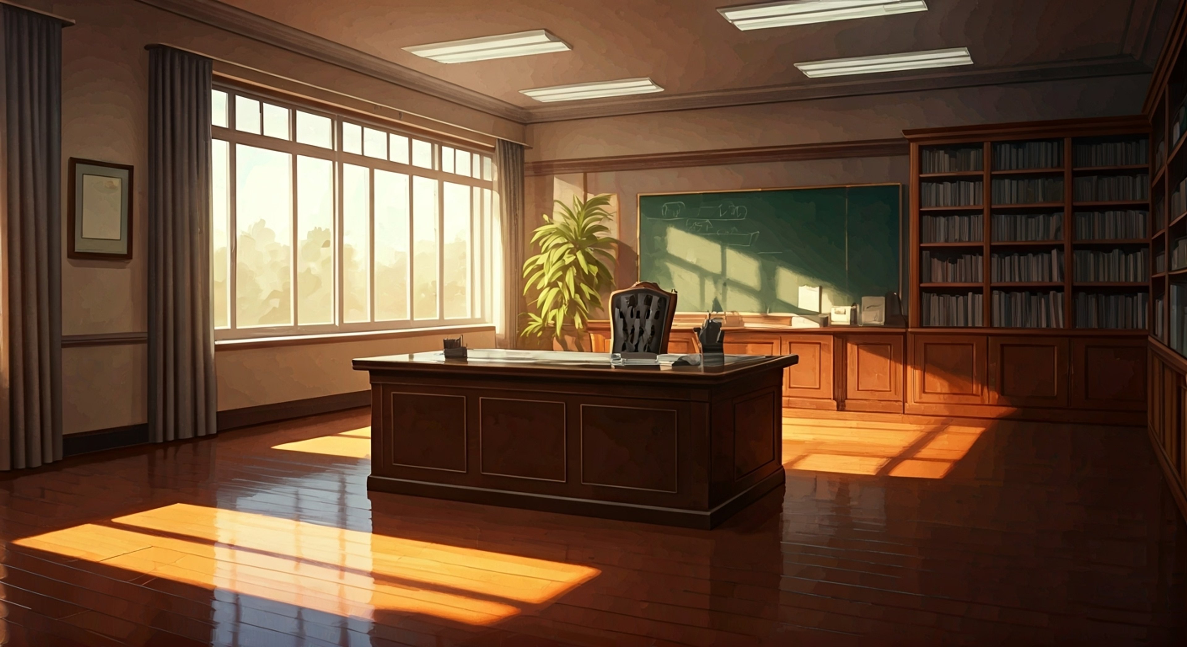 Standing before the former Student Council President in his immaculate office, you feel the weight of his violet gaze bearing down on you through those square-rimmed glasses. The confrontation that's been brewing finally comes to a head as your opposing philosophies clash. Your presence here is a direct challenge to his rigid worldview and uncompromising standards.