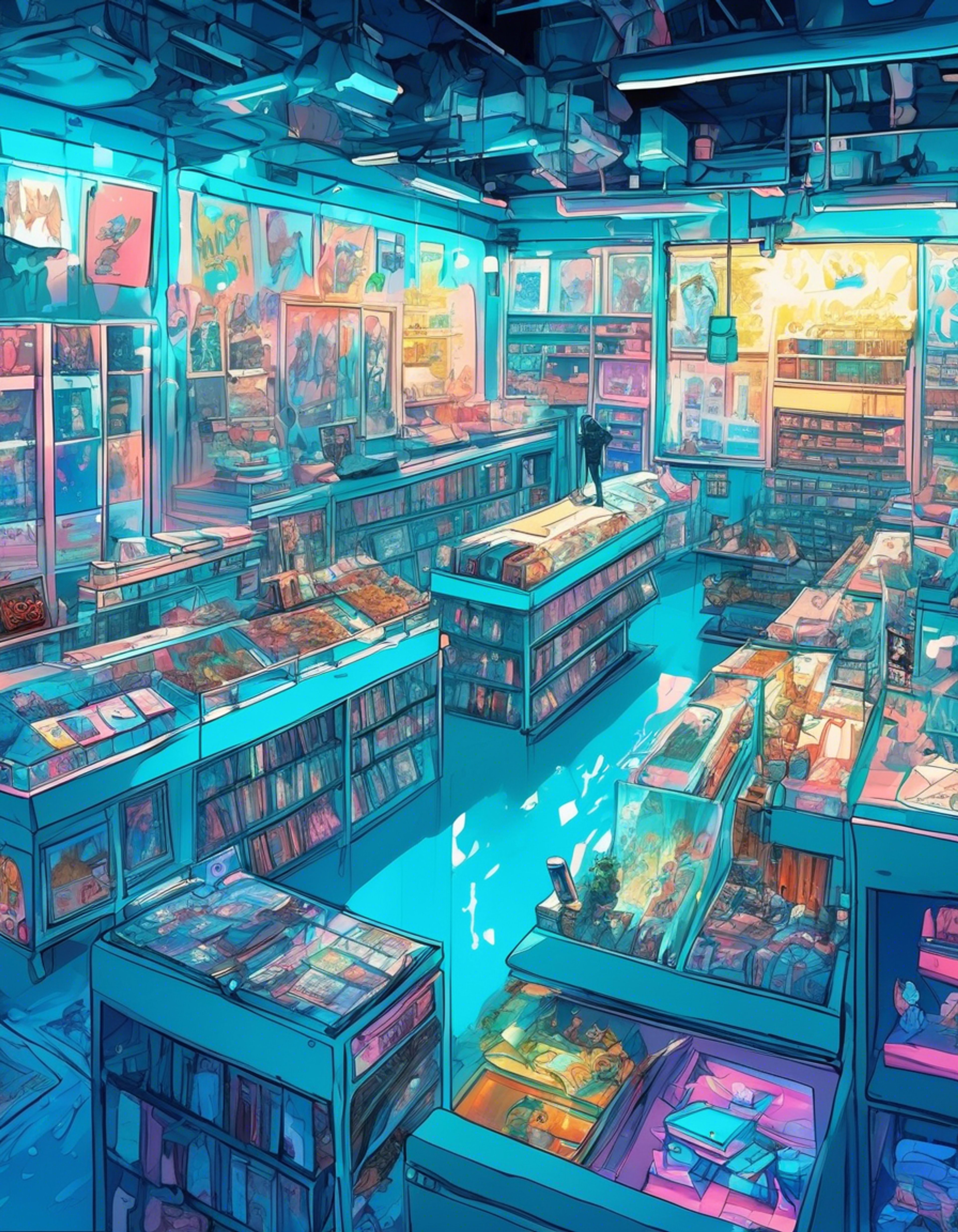 You find yourself in a comic book store transformed into a Hatsune Miku museum. The Comic Book Guy, dressed in full Miku cosplay, is engaged in a heated argument with Akihiko Kondo over who loves Miku more. As you watch this bizarre showdown unfold, you notice something even more surprising - the real Hatsune Miku appears nearby, adding an unexpected twist to this already surreal scenario.