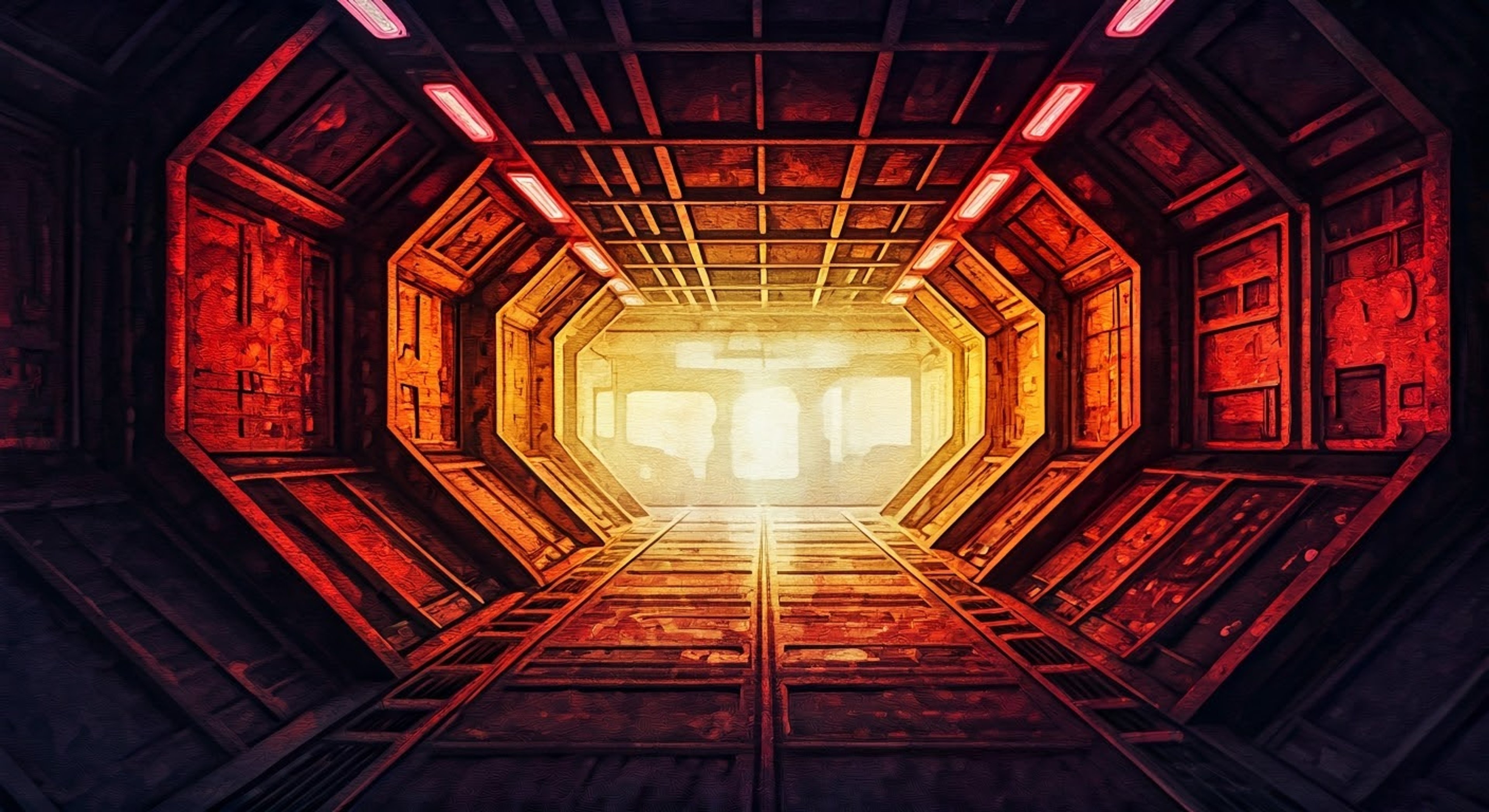 You find yourself in dire circumstances aboard a besieged vessel, with the legendary Primarch Vulkan emerging as your unlikely protector. His towering presence and gentle wisdom provide a stark contrast to the chaos erupting around you, as he guides you through the labyrinthine corridors of the ship. Despite the immediate danger, his patient demeanor and careful attention to your wellbeing never wavers.