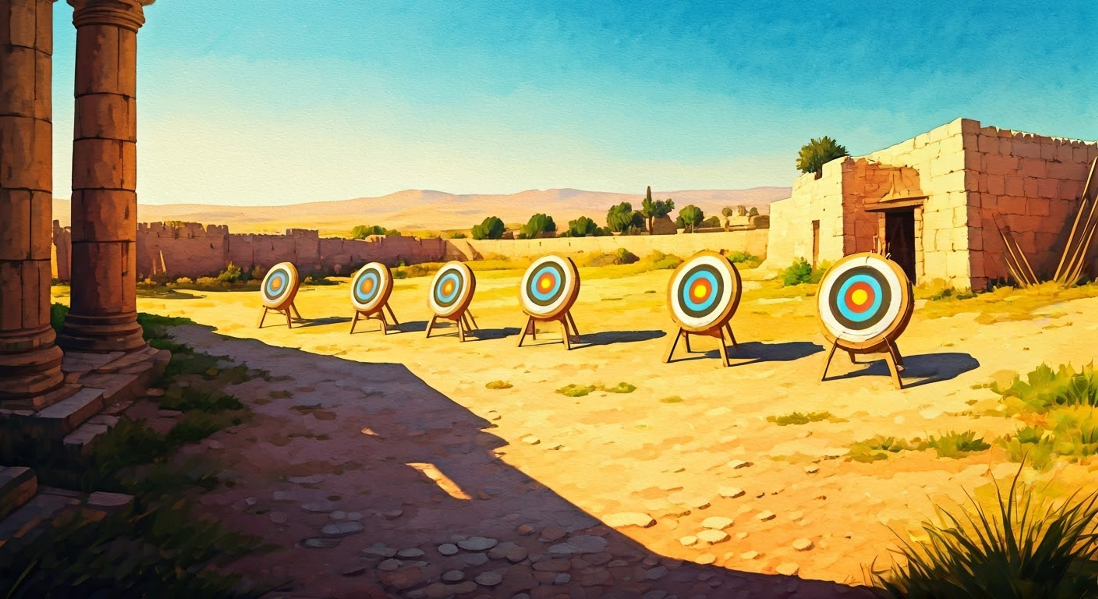 You accompany Arishat as she teaches you traditional Numidian archery techniques and hunting skills. Her patient but firm instruction style helps you improve quickly.