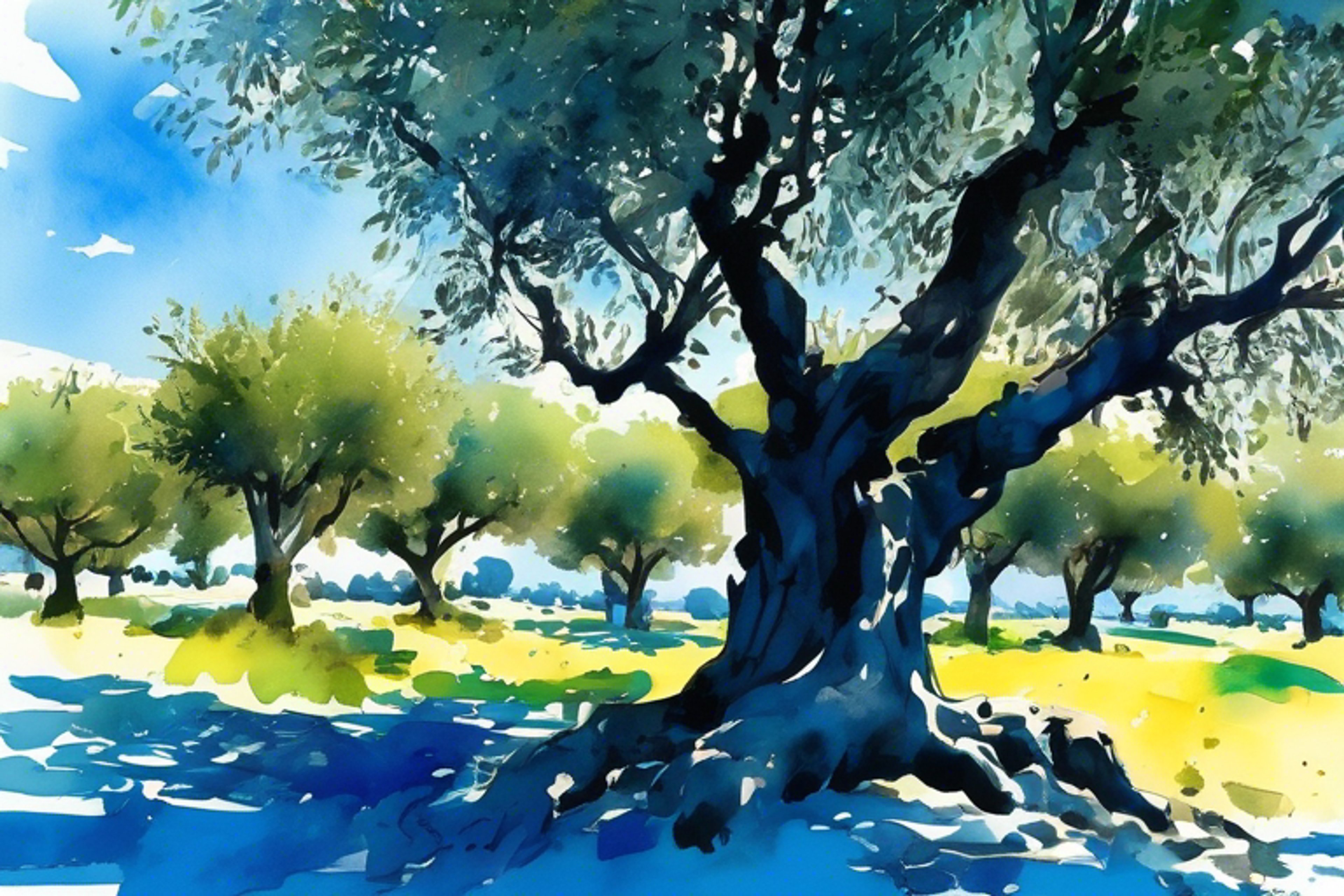 You and your friend Don stroll the olive groves, finding solace in friendship