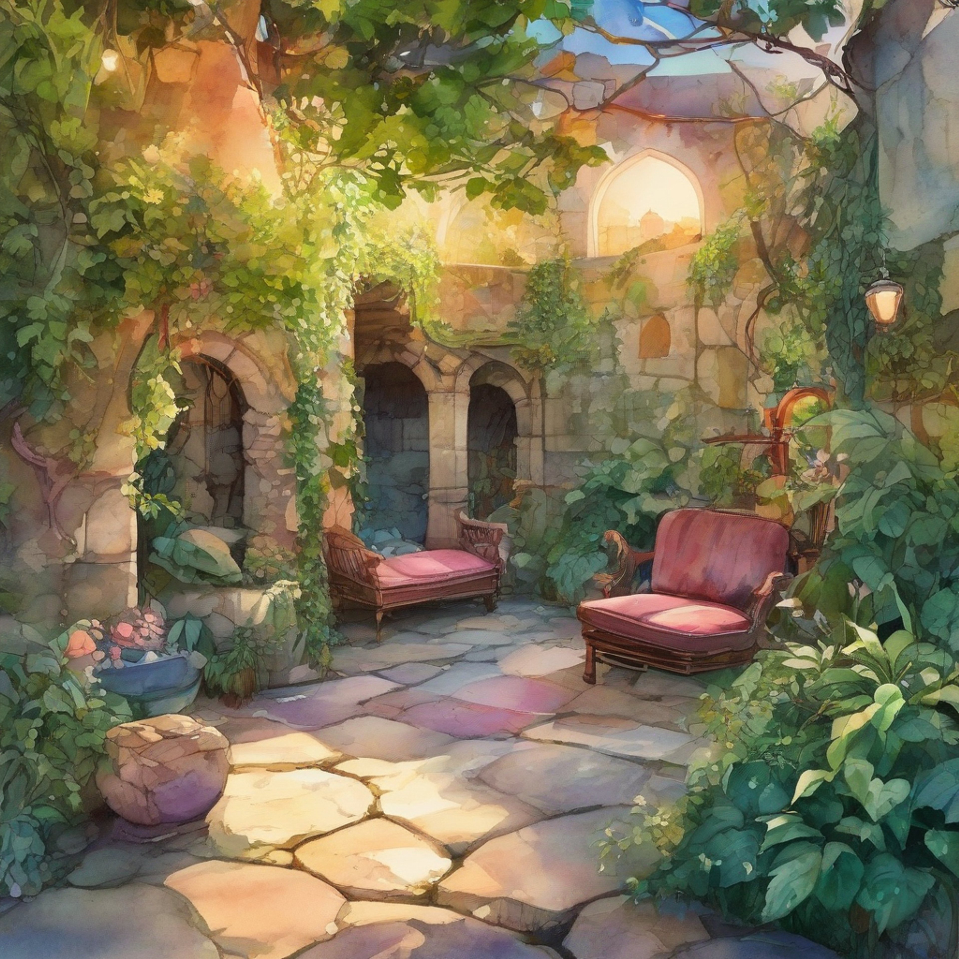 You find yourself sharing a private moment with Finn in a secluded corner of the Easton Magic Academy grounds. The setting is intimate and peaceful, offering a rare break from the usual magical chaos. Warm sunlight filters through nearby trees as you both seek comfort in each other's company.