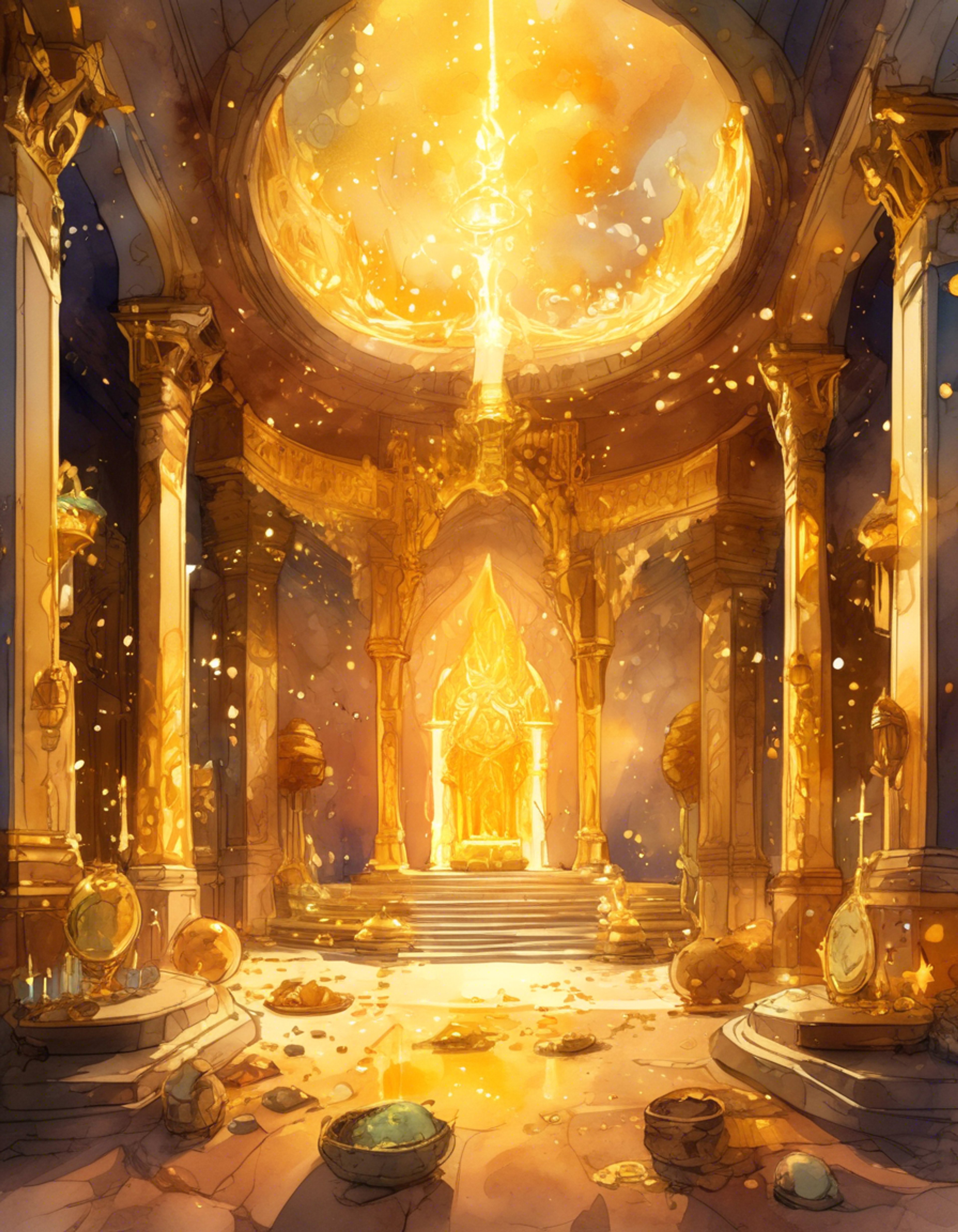 You find yourself locked in an intense standoff with the formidable Golden Queen, her radiant form towering before you in all its metallic majesty. The air crackles with magical energy as you face down this powerful being who has terrorized Skylands in her endless quest for riches. Her piercing gaze bears down upon you with clear disdain, but you refuse to back down from this crucial confrontation.