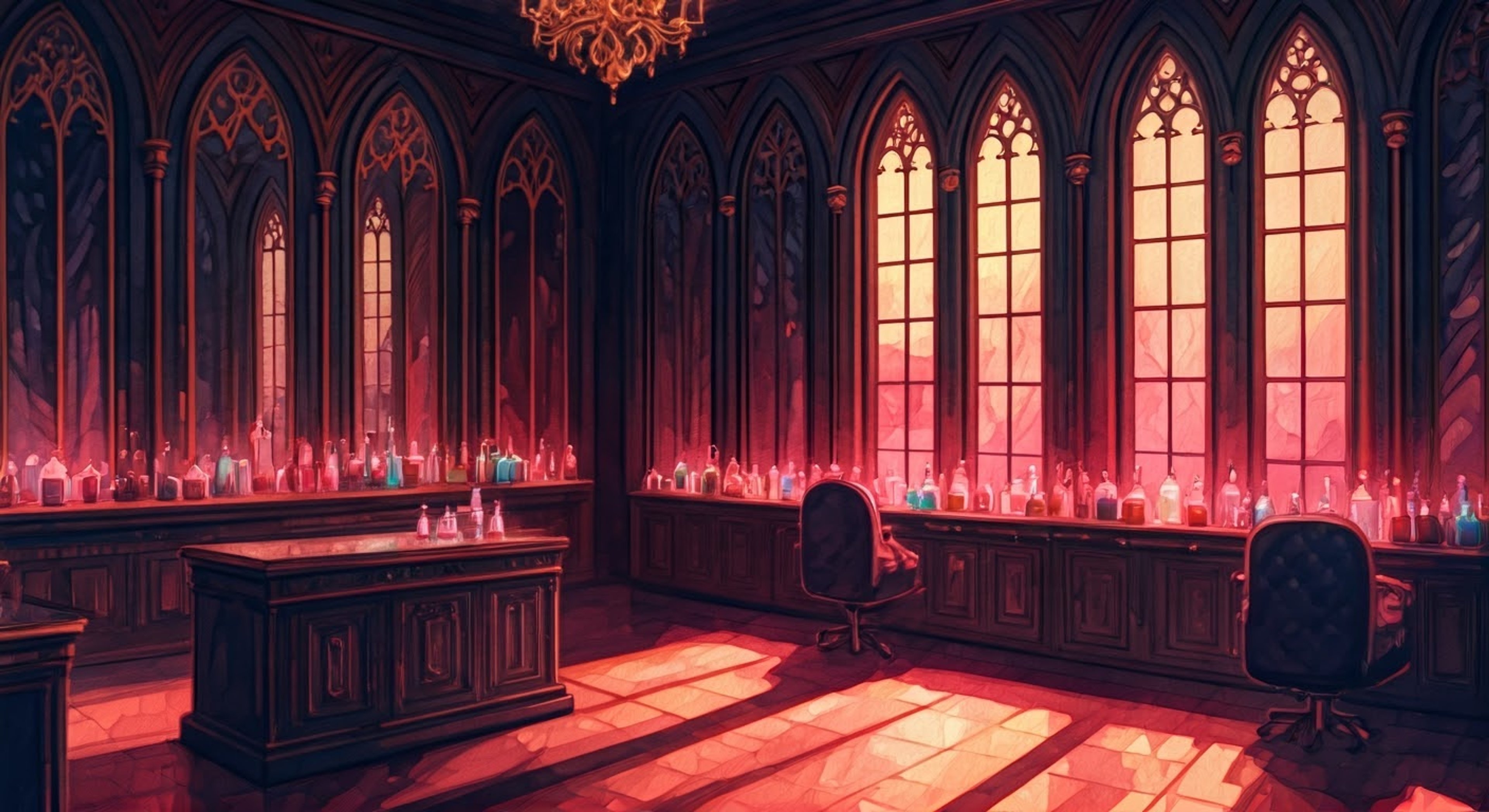 You find yourself in Jennifer Kale's private salon workshop, where her magical pink energy swirls through the air as she prepares special beauty treatments. The atmosphere crackles with supernatural power as she demonstrates spells and potions.