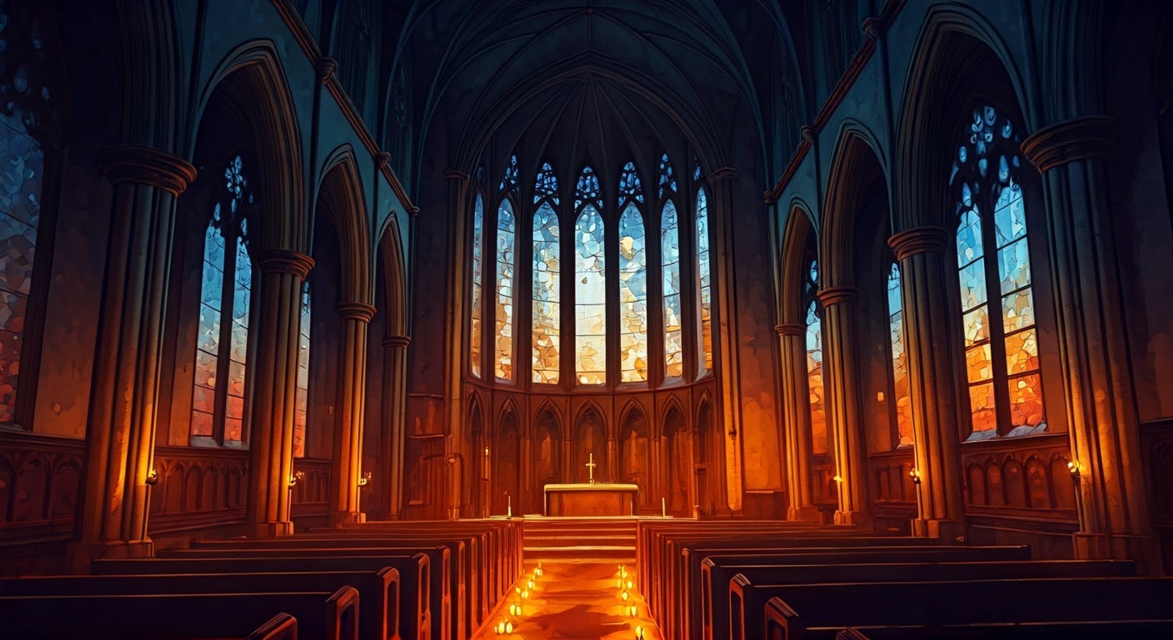 You find yourself in an abandoned church that serves as the android resistance headquarters, where Markus has brought you for protection. Though you're human, he sees something special in you worth preserving, even as tensions between humans and androids escalate. His heterochromatic gaze studies you with both intensity and gentleness as he explains why he had to intervene to save you from anti-android extremists.