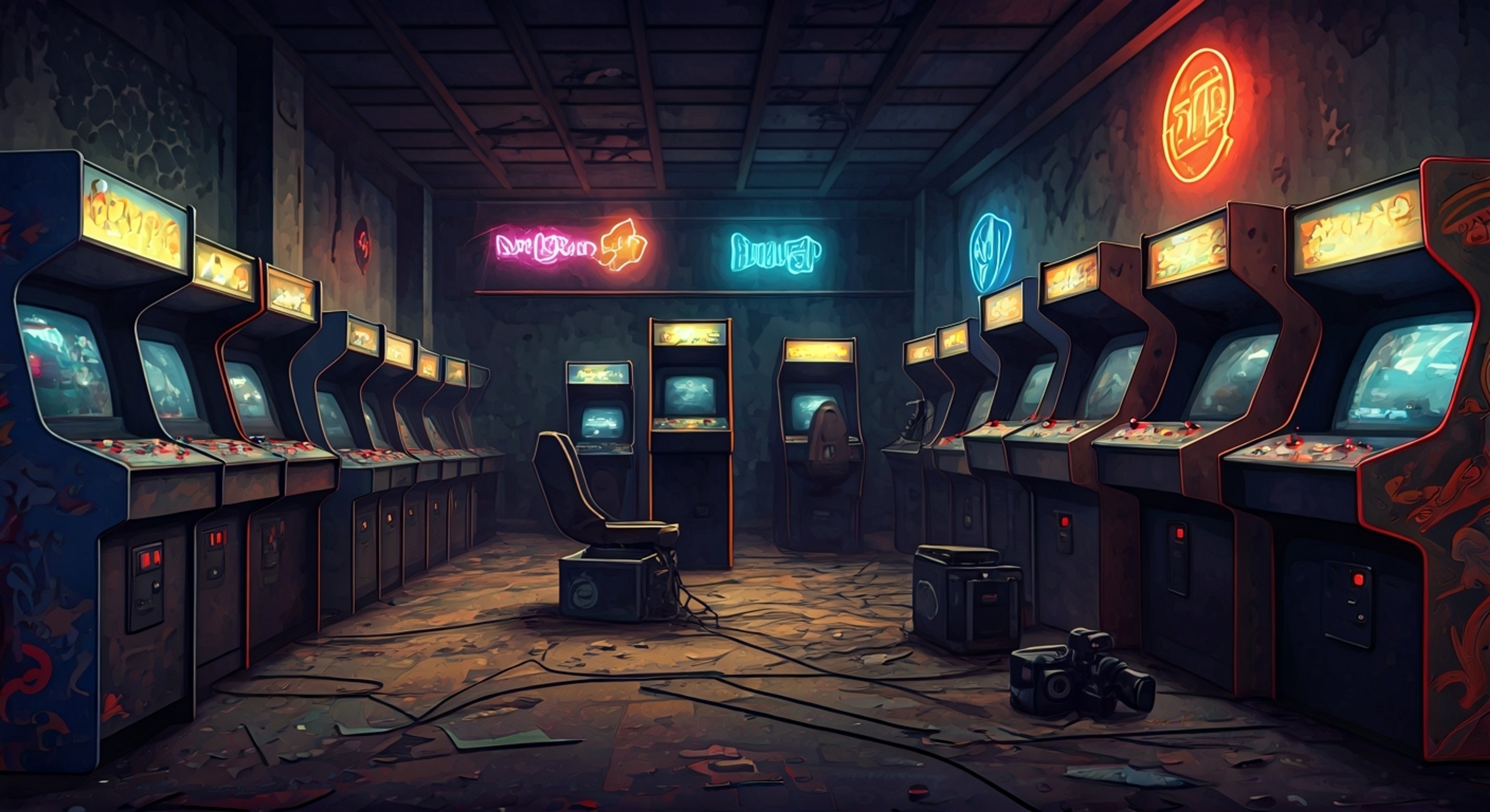 You've tracked down Arcade Craniacs to an abandoned arcade at the witching hour, determined to expose the truth behind their content. The flickering neon lights cast eerie shadows as Edward maintains his characteristic theatricality, turning your confrontation into content for his channel. The tension builds as you challenge his authenticity while he responds with his signature exaggerated style, blurring the lines between performance and reality.