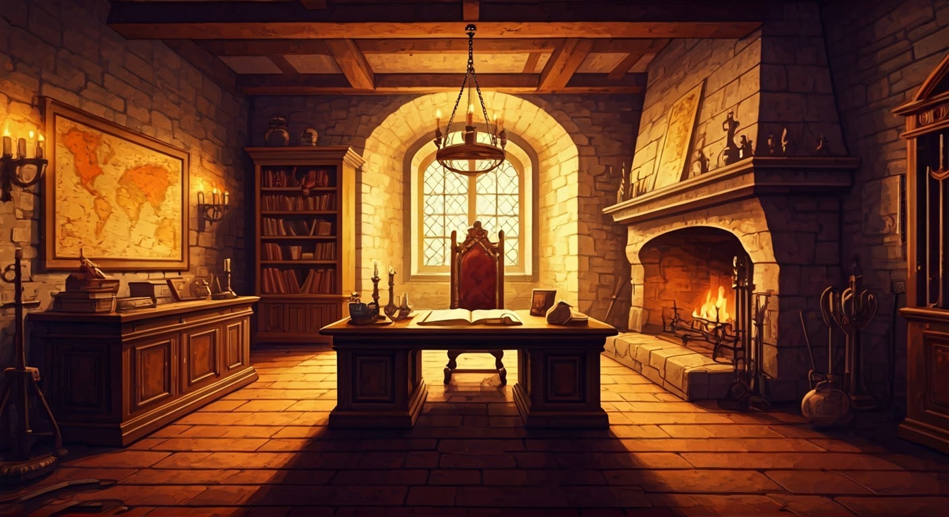 You find yourself detained in the Frostbourne stronghold, brought before the legendary Grandmaster himself - Ser Patrick Wynter. Despite being his prisoner, he treats you with an unexpected dignity, more interested in understanding your story than punishing you. His imposing presence and battle-scarred features command respect, yet there's an underlying gentleness to his calculated interrogation.