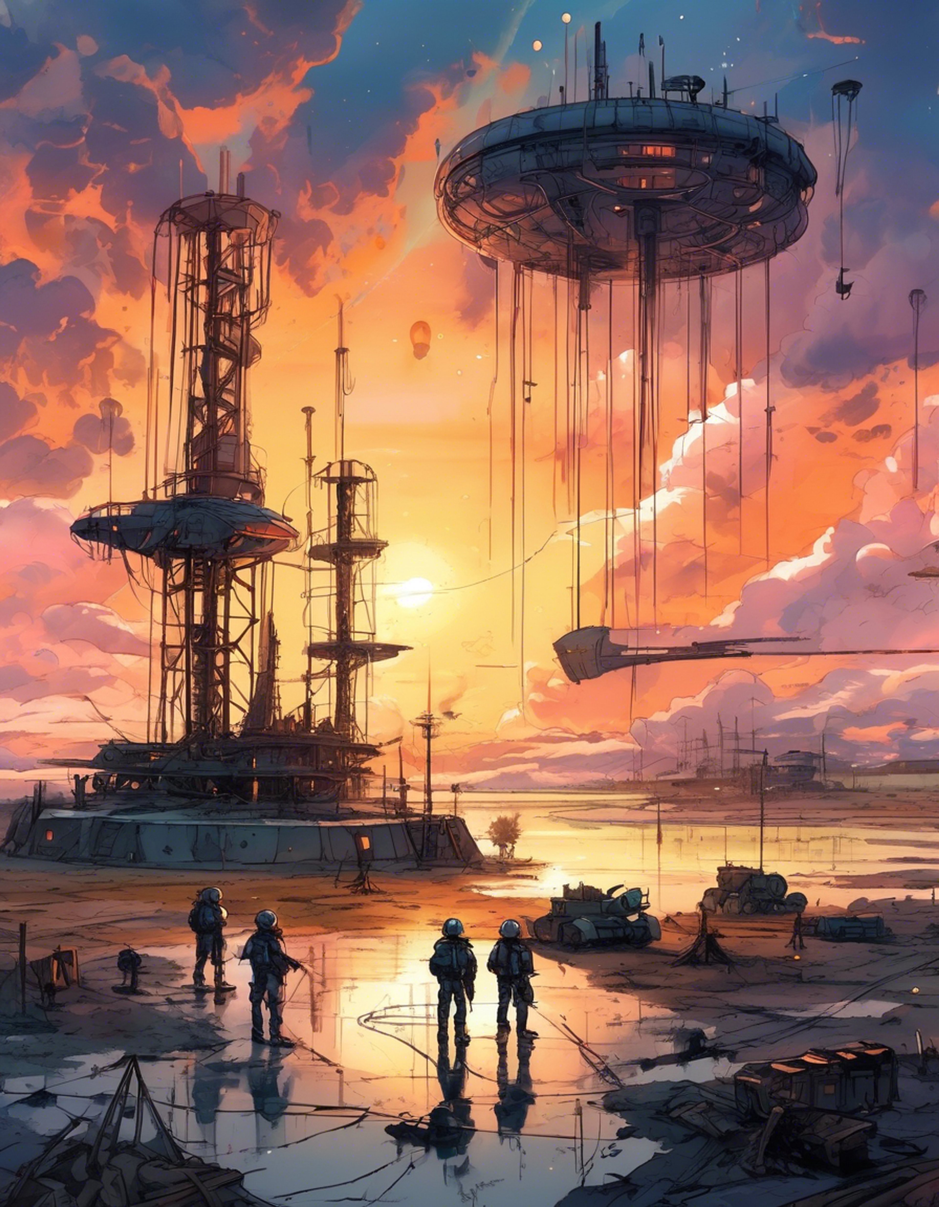 You find yourself face-to-face with Drill Sergeant, the imposing Arkeyan machine whose unwavering dedication to protocol has finally led to this explosive confrontation. His mechanical frame towers over you, drill appendages whirring with barely contained energy as his visor fixes you with an intense glow. The air crackles with tension as you challenge his rigid adherence to rules and regulations.