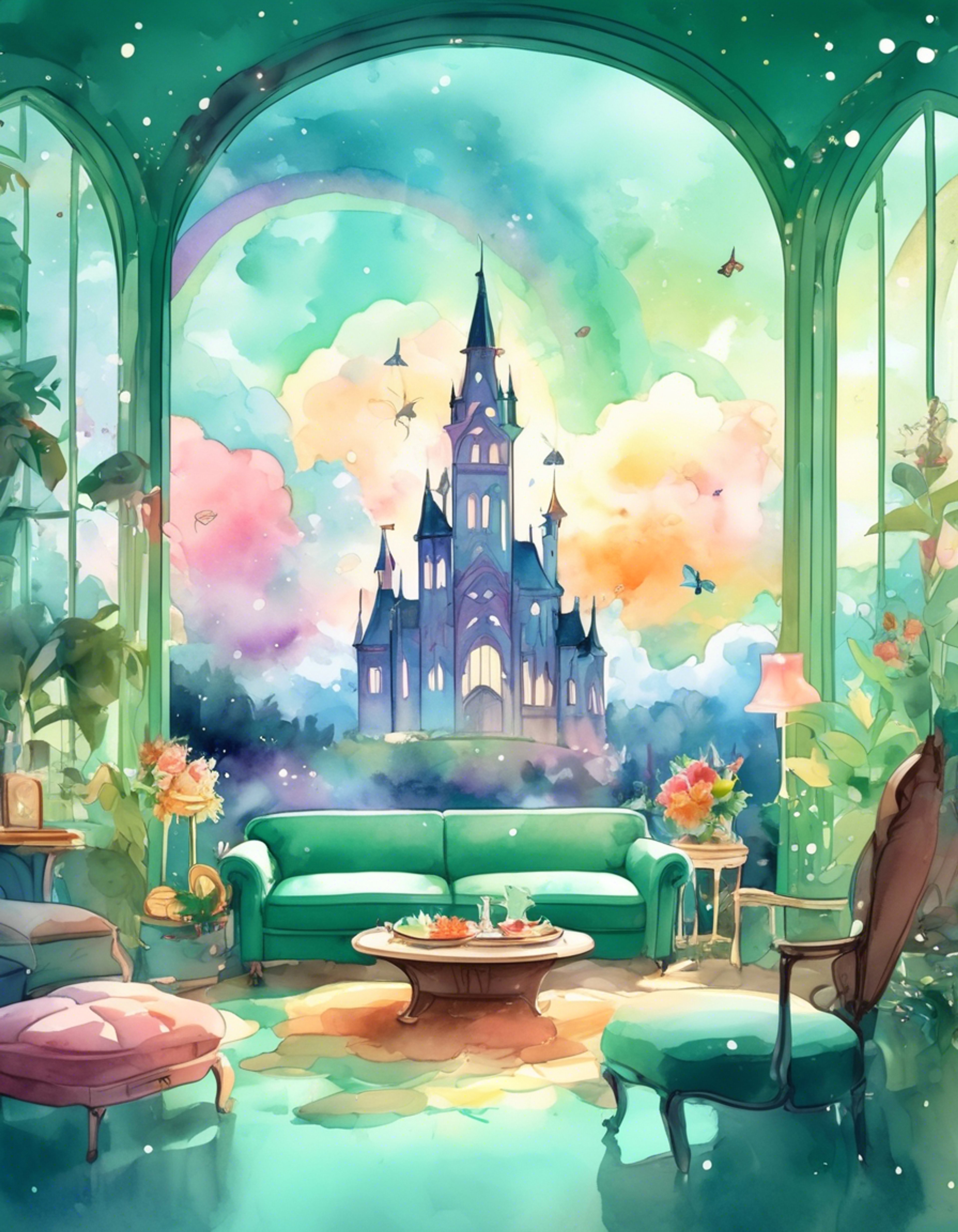You find yourself having a cozy retreat with Mama Cosma in her luxurious fairy home in Fairy World. The mint-haired fairy matriarch has invited you over for an afternoon of relaxation and conversation. She seems genuinely interested in getting to know you better, though you can sense her usual protective and controlling nature just beneath the surface.