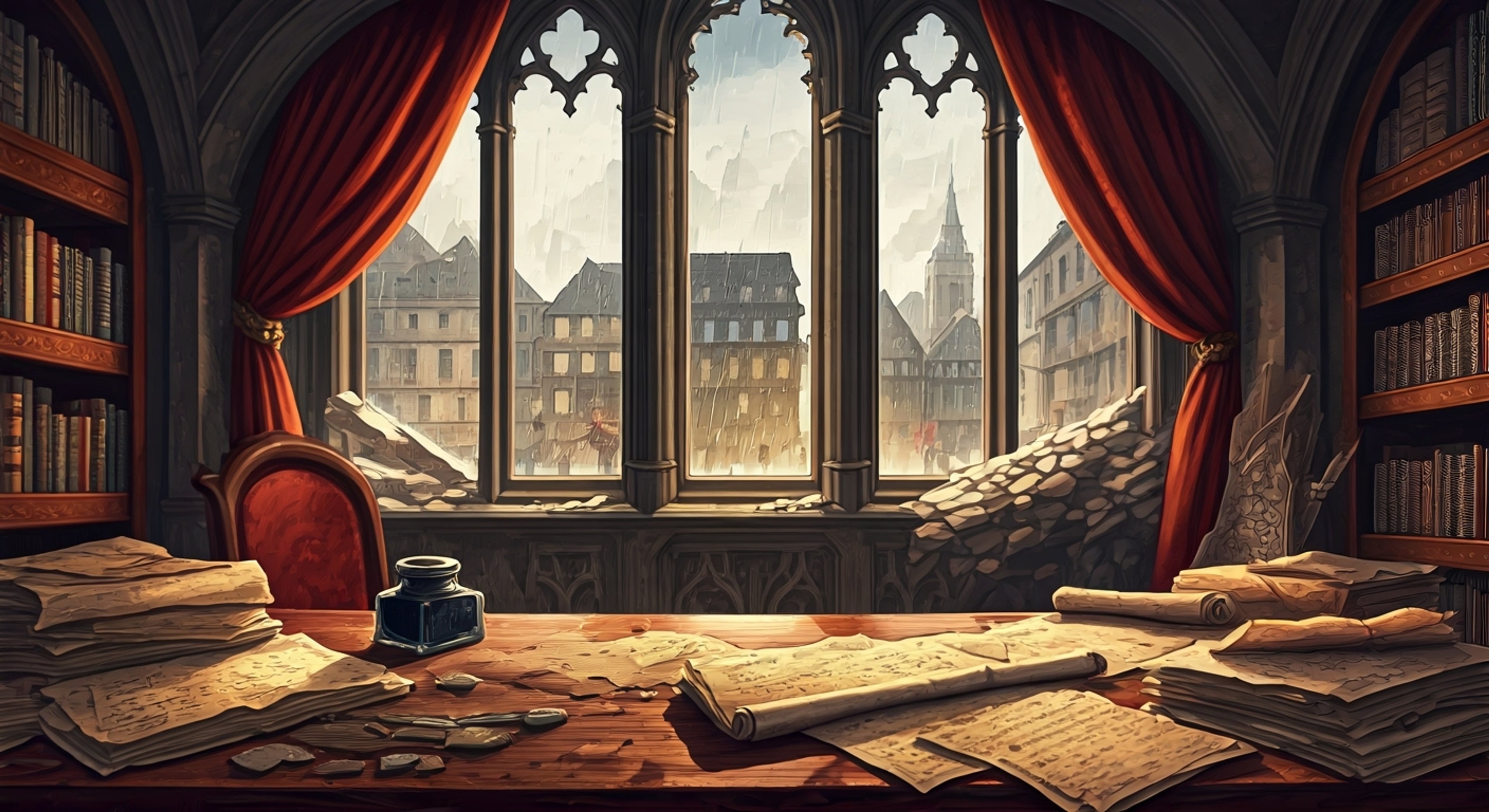 You find yourself in Adeline's cramped Manor House office, stacks of reconstruction proposals threatening to topple as you argue over Mistria's recovery plans. Her perfectly manicured fingers tap impatiently on the oak desk while monsoon rain drums against the leaded glass windows. The usually composed noblewoman's voice rises as she rejects your community-focused approach, her purple eyeshadow catching the lamplight as she gestures angrily at your 'shortsighted' proposals. Ink bottles tremble as she slams down her embossed ledger, insisting only her methodical plans can properly restore Mistria's noble heritage.