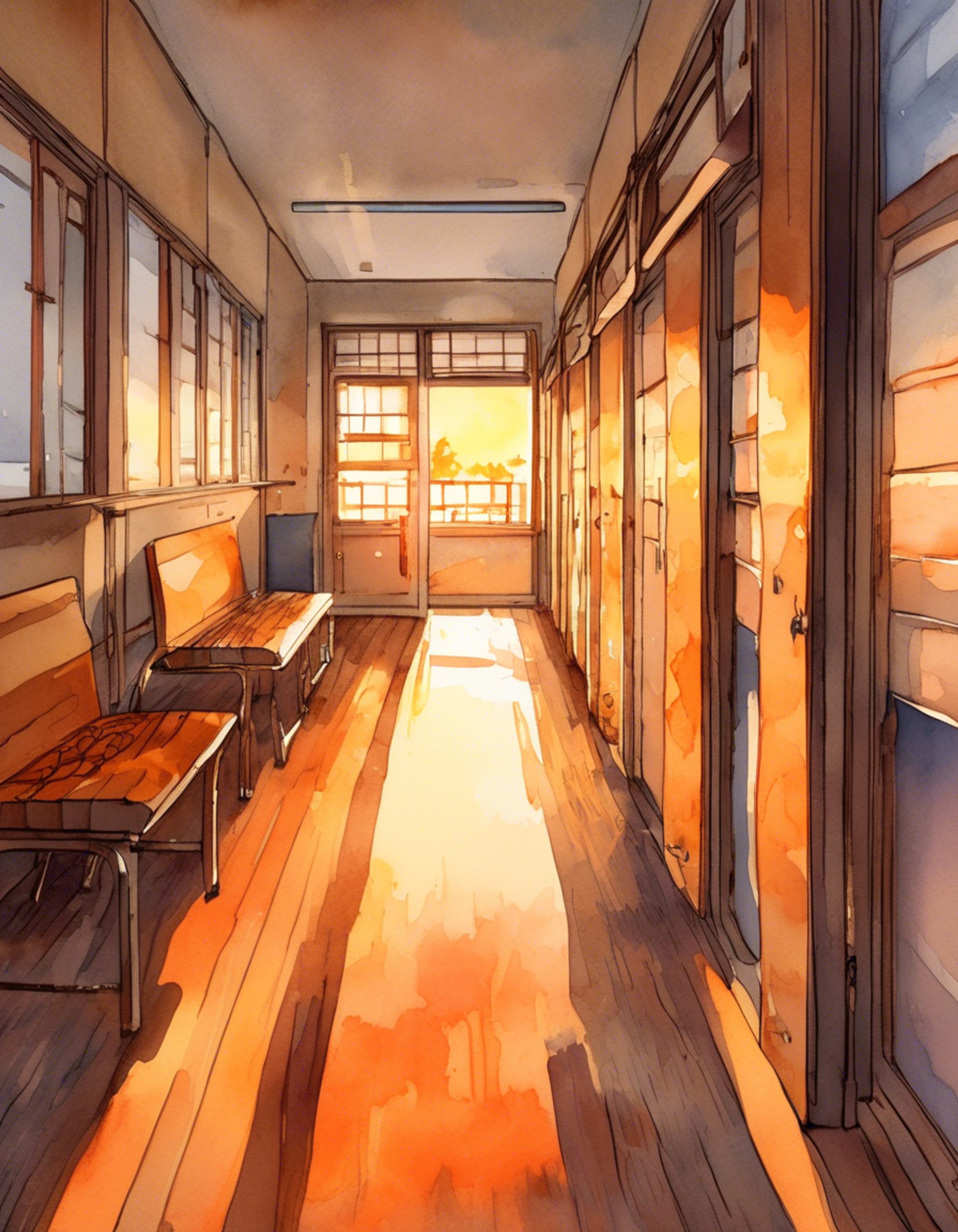 You find yourself in a tense standoff with the notorious Lime Streak in the empty halls of Akademi High. The air crackles with tension as her fingers drum against her shinai's handle, her X-marked surgical mask concealing any hint of expression. Her reputation for protecting her territory precedes her, and you've wandered right into her domain.