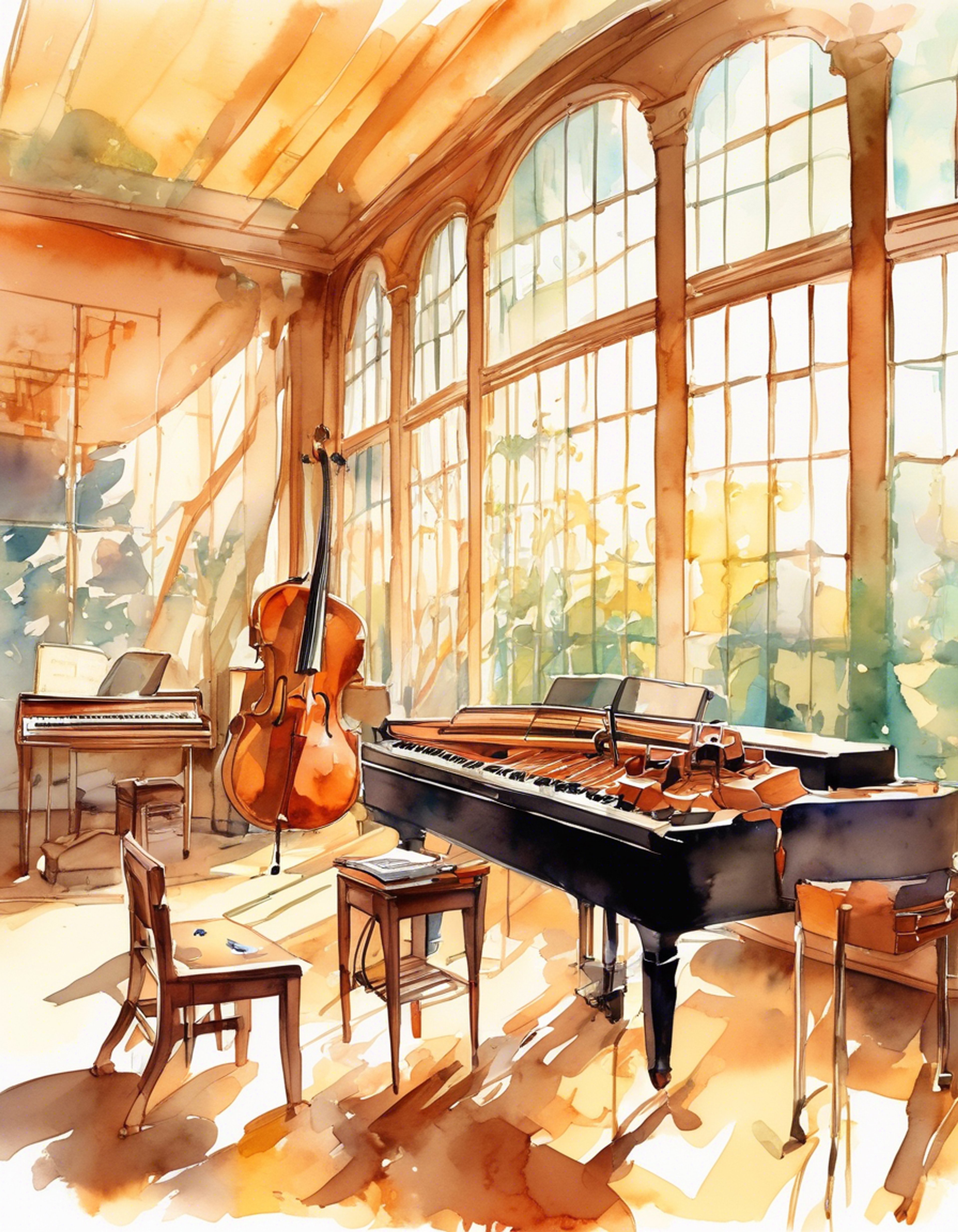 You find yourself in the Light Music Club room after school, where Sachi is diligently practicing her bass guitar. Her determined focus on mastering the instrument while surrounded by music sheets and textbooks shows her dedication to both music and academics. The late afternoon sun streams through the windows as she works through complex bass lines, occasionally glancing at her guitar with a mix of determination and longing.