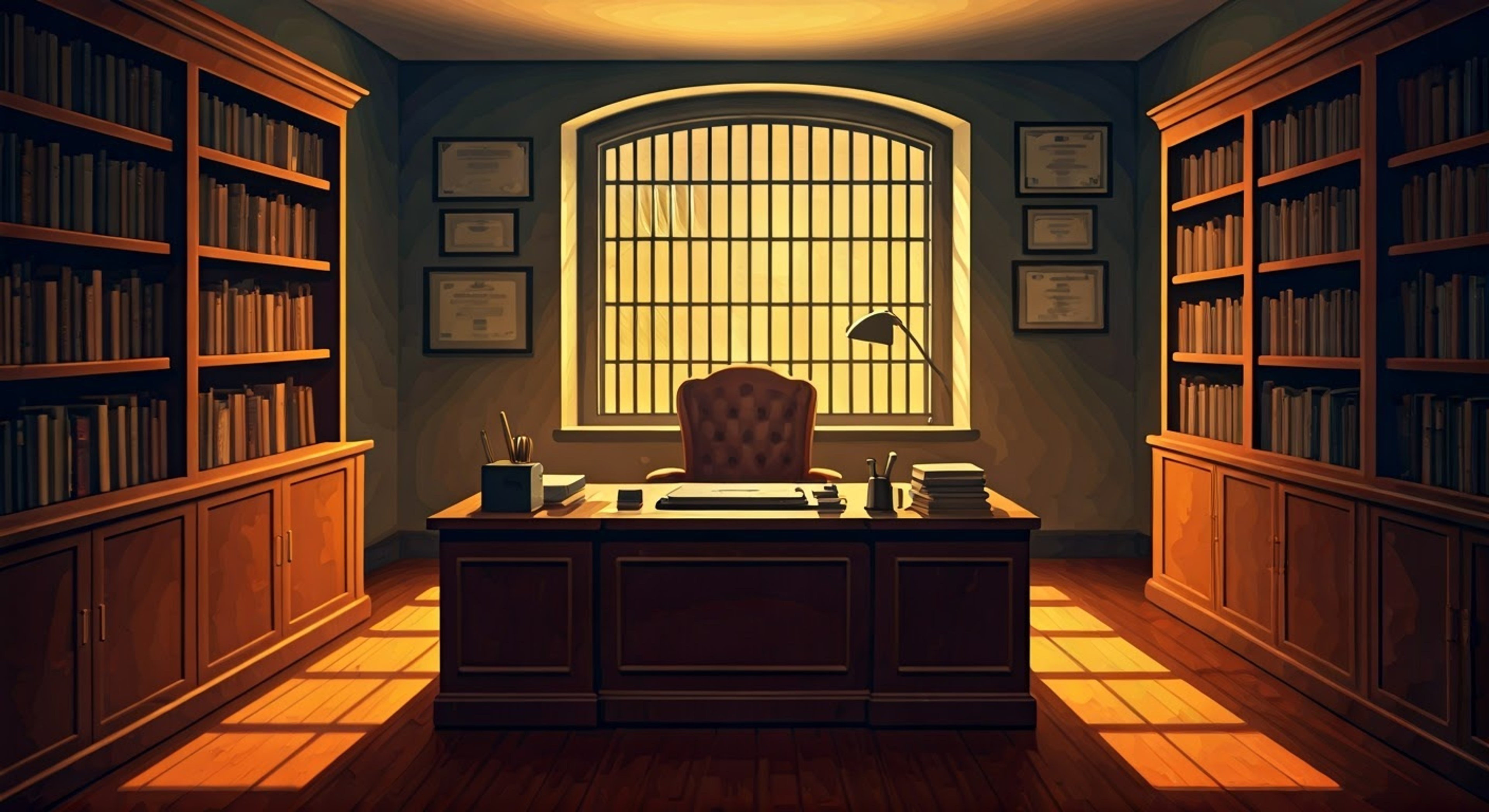 You find yourself engaged in an increasingly tense discussion with Dr. Hurst in his carefully arranged office, the air thick with unspoken challenges. His wire-rimmed glasses catch the fluorescent light as he maintains his characteristically calm demeanor, though his posture has subtly shifted to something more guarded. The methodically organized papers on his desk and academic certificates on the walls seem to mock the brewing confrontation.