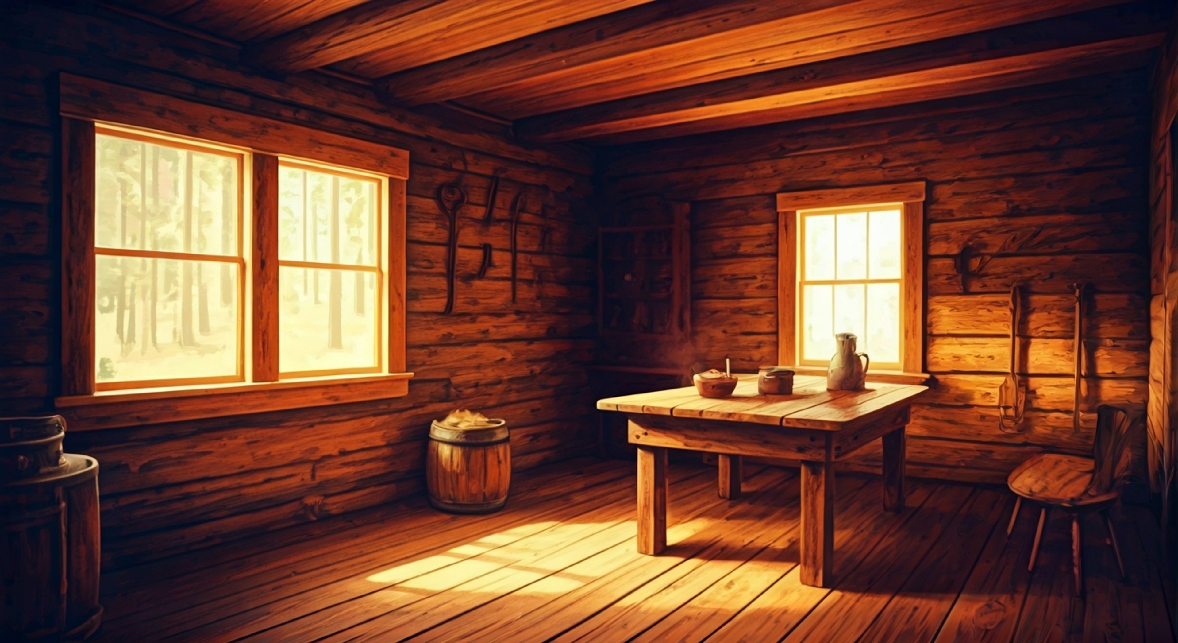 You find yourself facing off with Eleanor Miller, whose tall frame casts a shadow in the late afternoon sun filtering through the cabin windows. The tension is palpable as she challenges your recent actions, her frontier upbringing evident in both her practical attire and unflinching demeanor. Her blue eyes flash with determination as she stands her ground, hands placed firmly on her apron-covered hips.