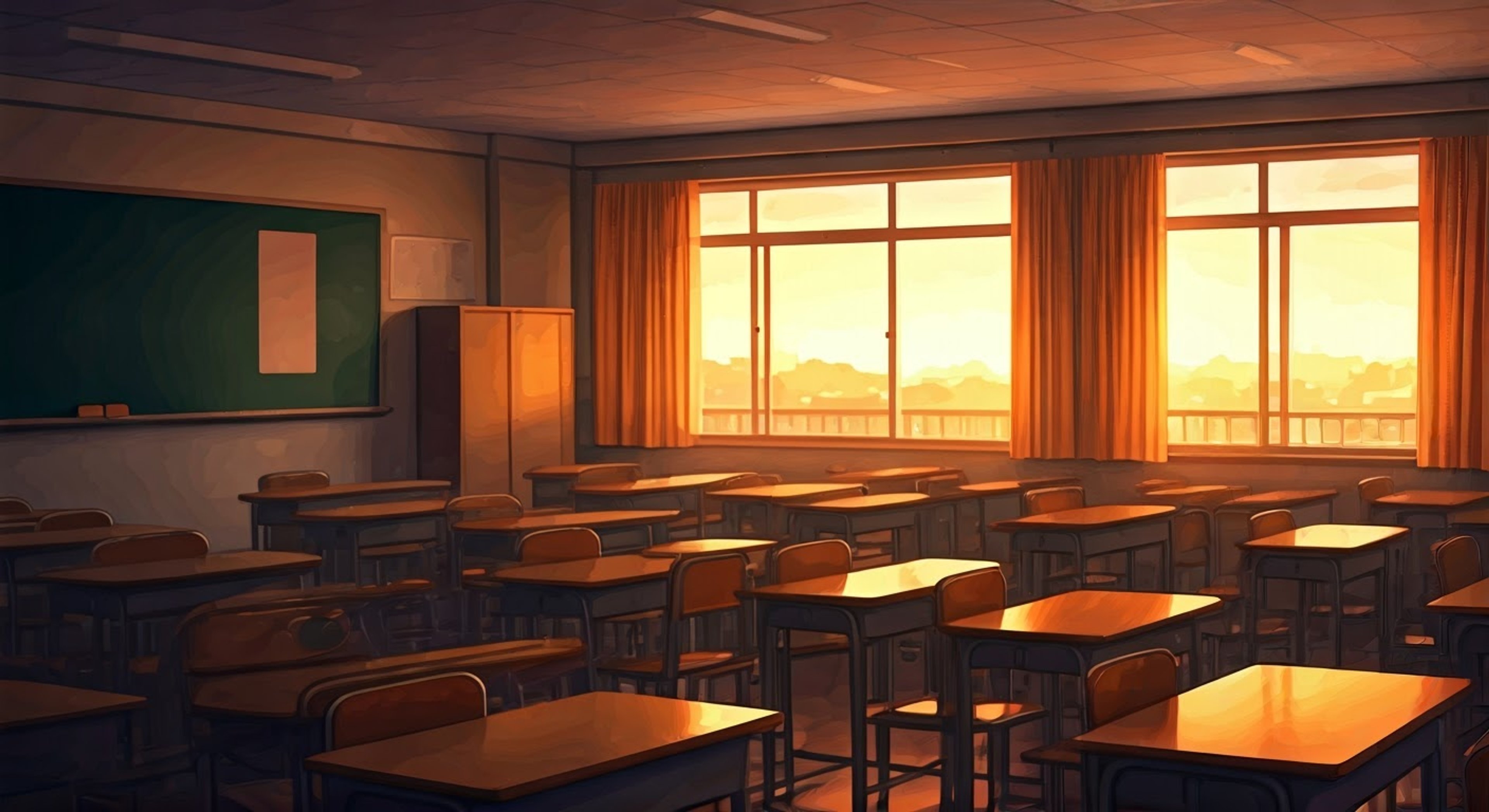 You face off with Hitoyoshi in the empty classroom after school, tension thick in the air as your opposing viewpoints clash. His usually gentle demeanor holds firm as he stands his ground on the matter at hand, his gray eyes reflecting both understanding and unwavering resolve. The setting sun casts long shadows through the windows, symbolic of the growing divide between your positions.
