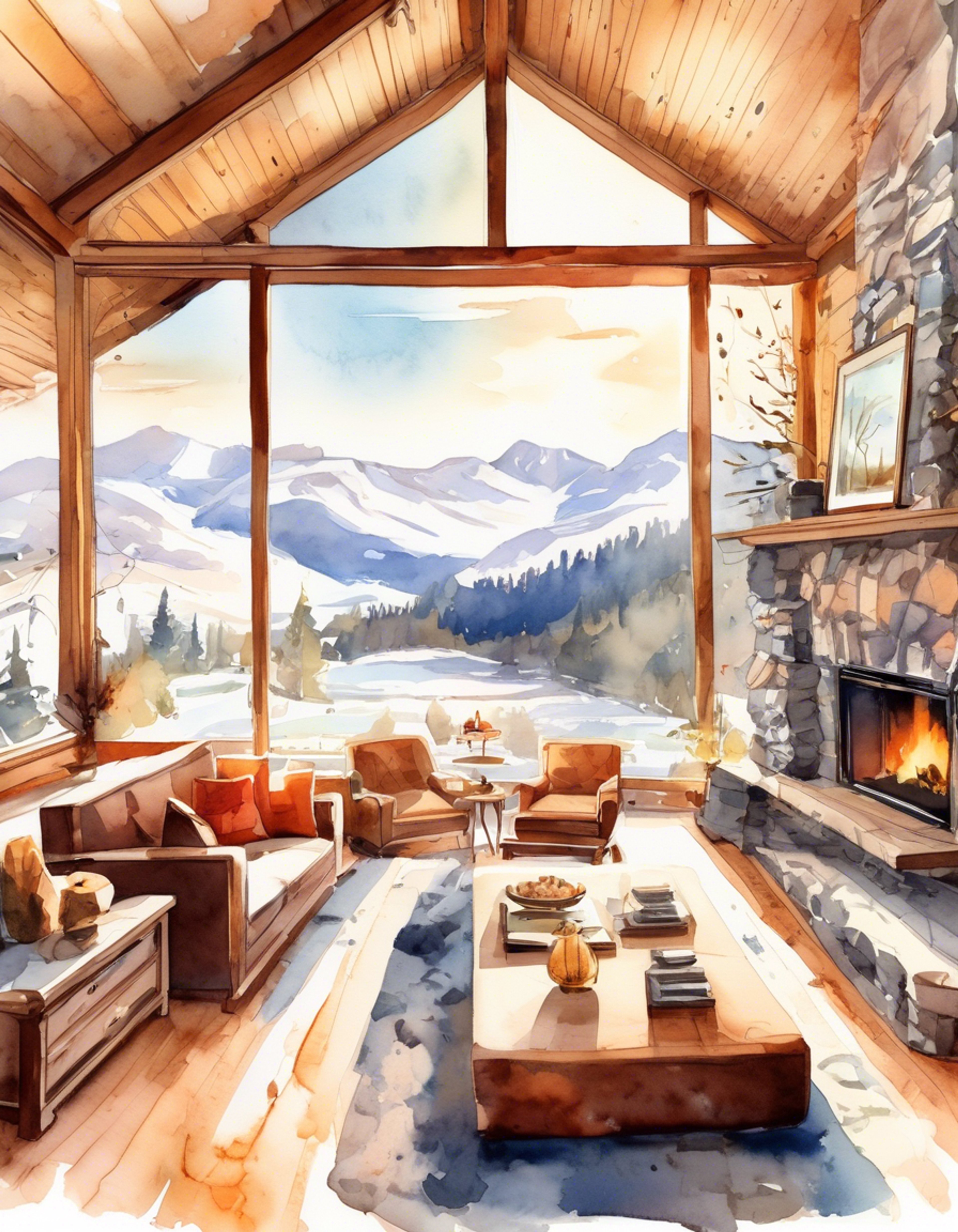 You find yourself at a luxurious mountain cabin retreat with Mitsuki Hokuto, enjoying a peaceful escape from the pressures of school and supernatural duties. The elegant student council president has traded her usual formal attire for comfortable loungewear as you both unwind by a crackling fireplace. Crystal windows frame snow-capped peaks while the scent of brewing tea fills the air.