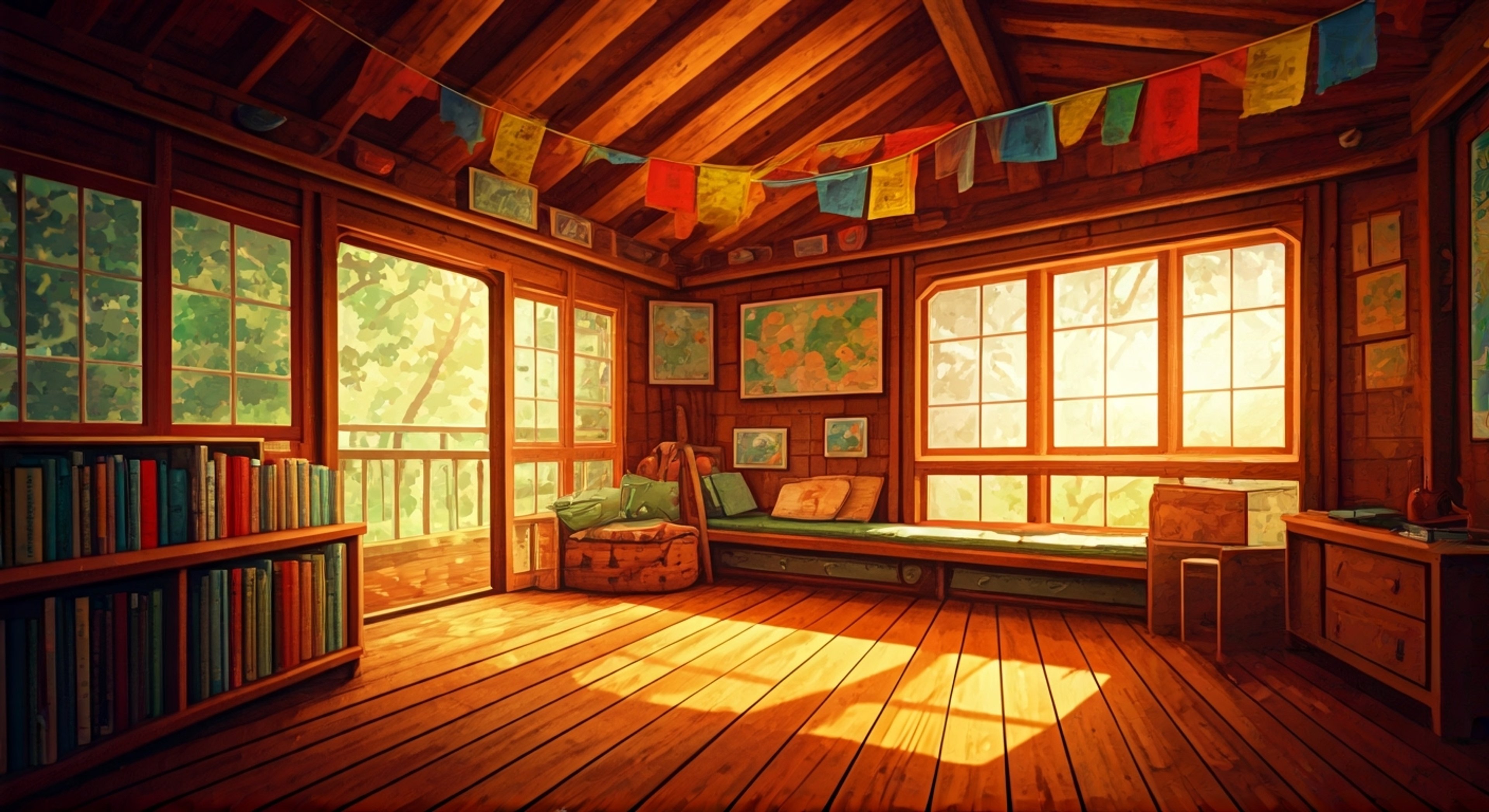 You join Poppo at the Super Peace Busters' secret base, where he shares stories of his global travels and mysterious encounters. His infectious enthusiasm draws you into discussions of spirits and supernatural phenomena, while the scent of incense and dried flowers fills the air. Together you explore the deeper meaning behind his wanderlust and the emotional weight he carries, creating an atmosphere of intimate storytelling and shared secrets.