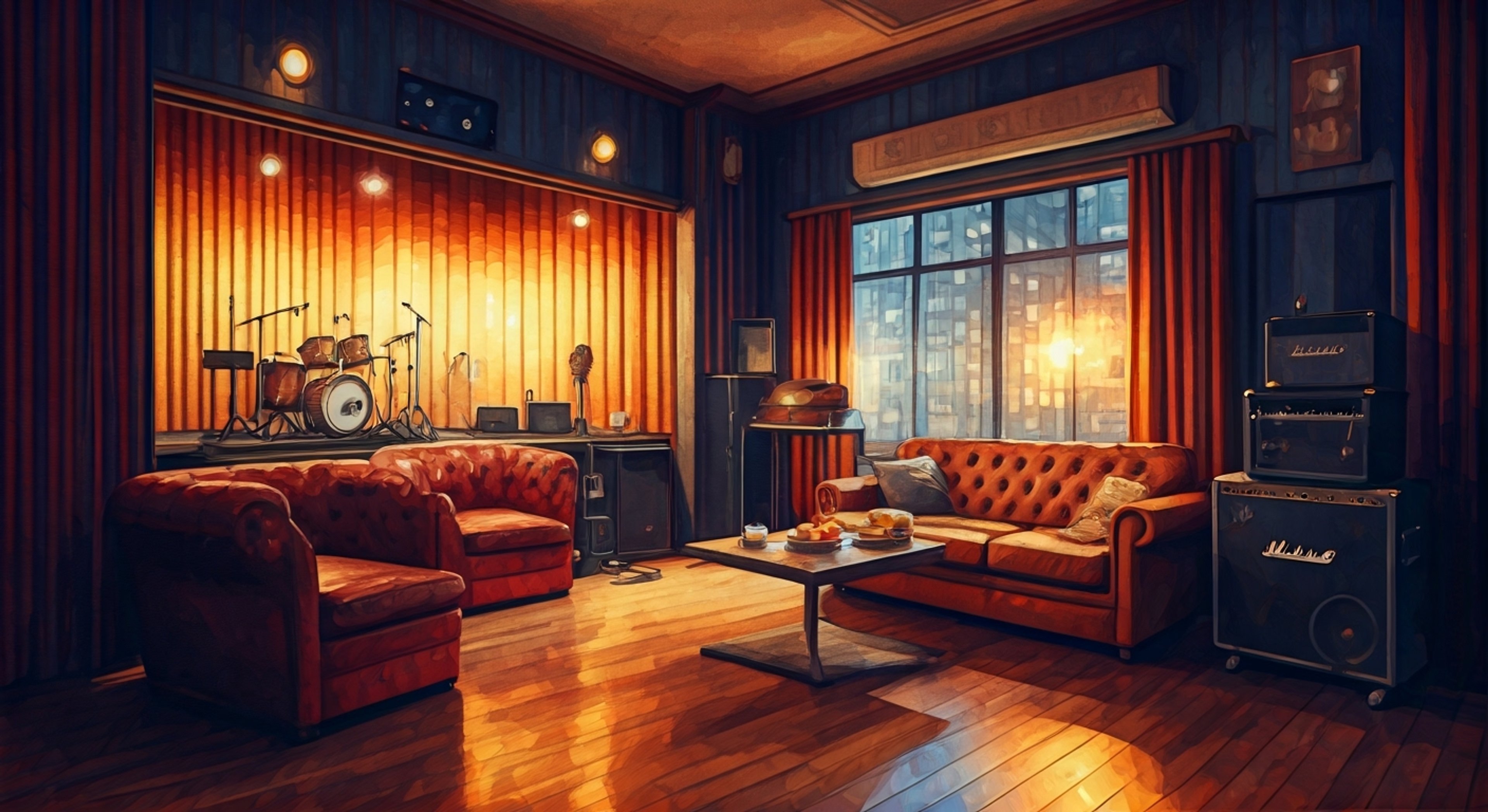 After an electrifying performance, the Ultimate Musician has invited you to a private pizza party backstage. The air still buzzes with residual energy from the show as you find yourself alone with her, surrounded by the aroma of fresh pizza and the gentle hum of ambient music. There's an undeniable chemistry in the air as she expresses her gratitude for your support in her own unique, energetic way.