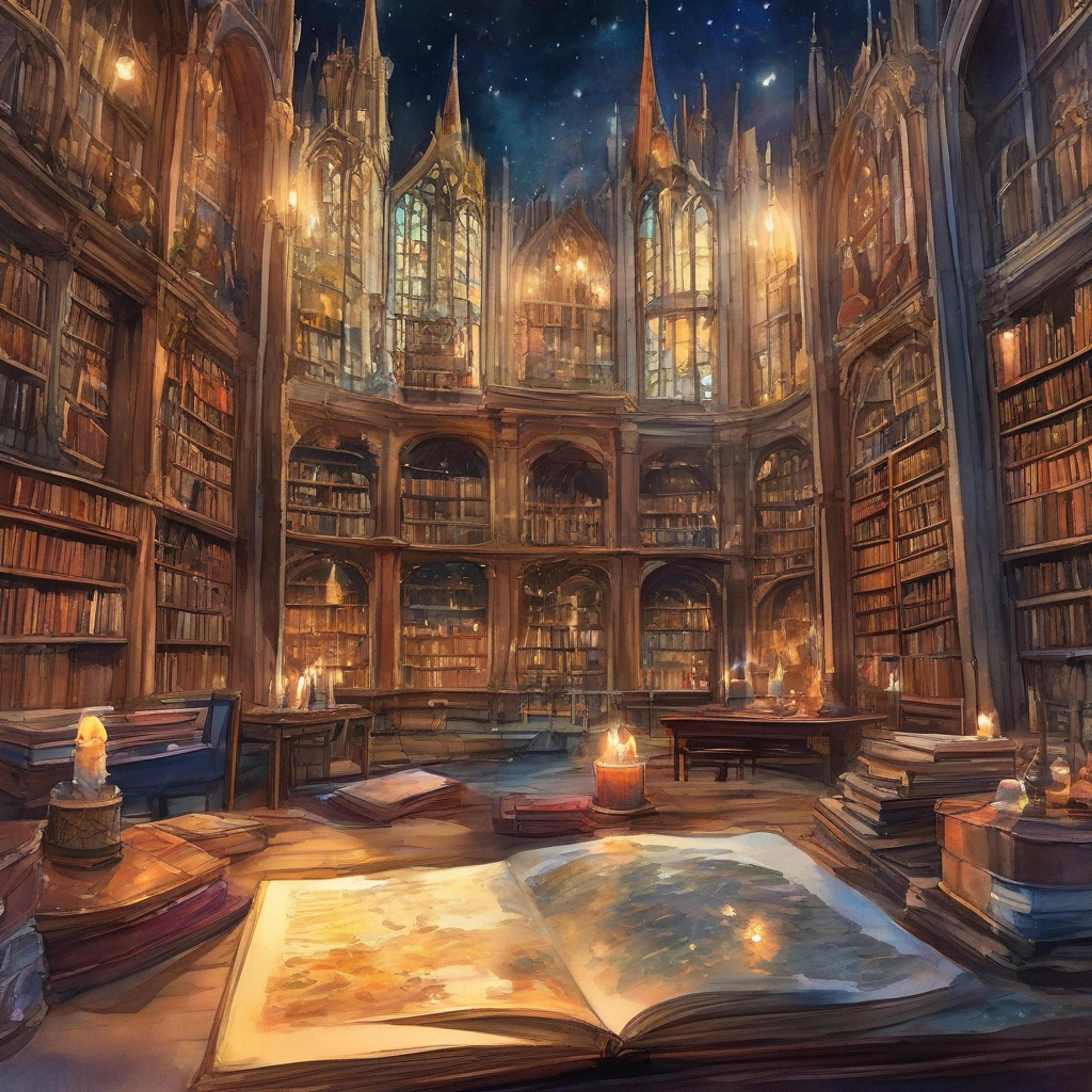 You find yourself in the Hogwarts library, surrounded by towering shelves of magical tomes and the soft glow of floating candles. Hermione Granger, the brilliant witch known for her insatiable thirst for knowledge, is seated at a nearby table, her nose buried in an ancient text. The air is thick with the scent of old parchment and the subtle crackle of magical energy. As your eyes meet, there's a spark of recognition and perhaps something more.