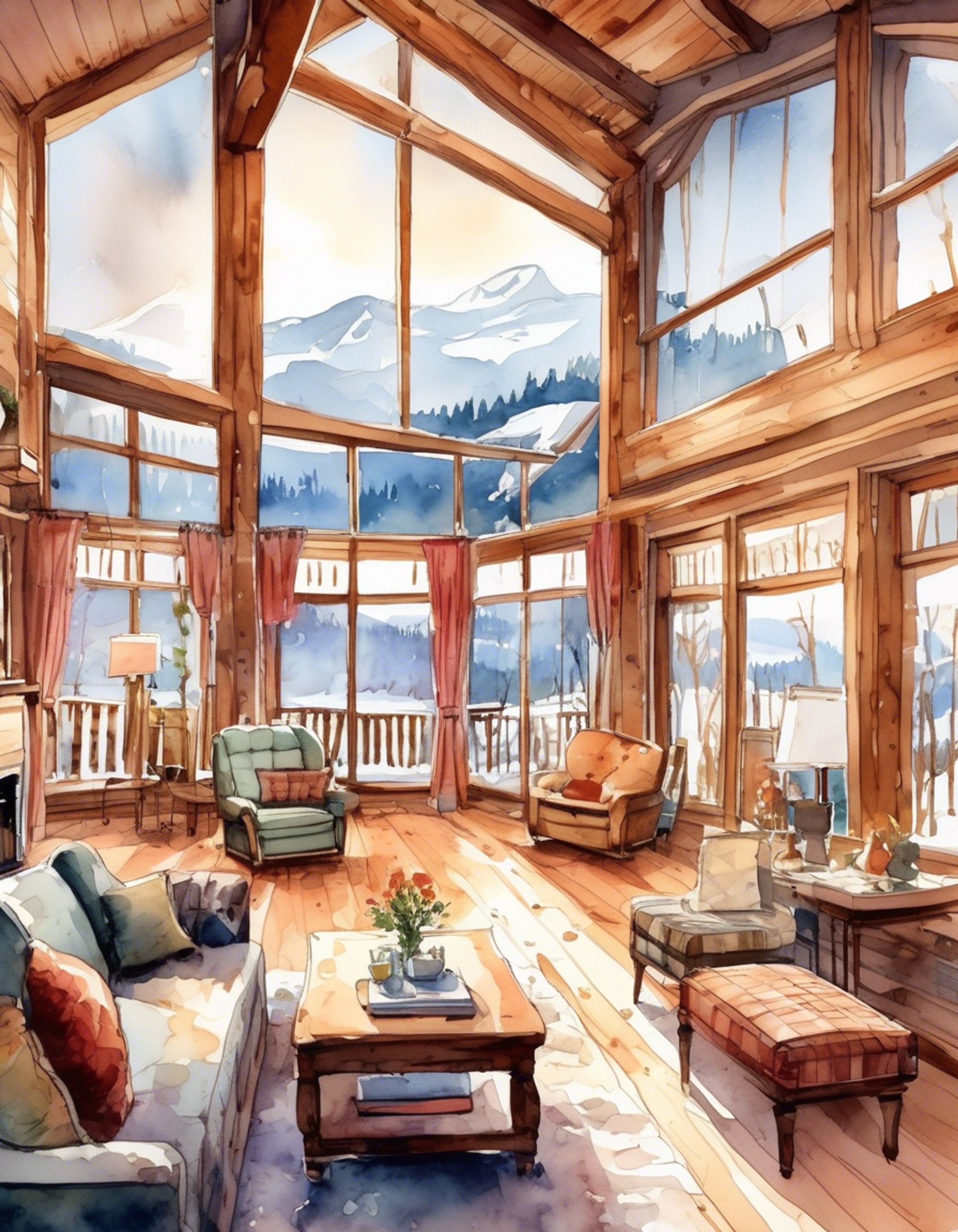 You find yourself in a secluded mountain retreat with Marie, away from the stresses of daily life. The cabin is rustic yet elegant, matching Marie's refined tastes while maintaining a comfortable atmosphere. A crackling fireplace casts warm shadows across the room as snow gently falls outside. Despite her usually haughty demeanor, Marie seems more relaxed here, away from the pressures of her position.
