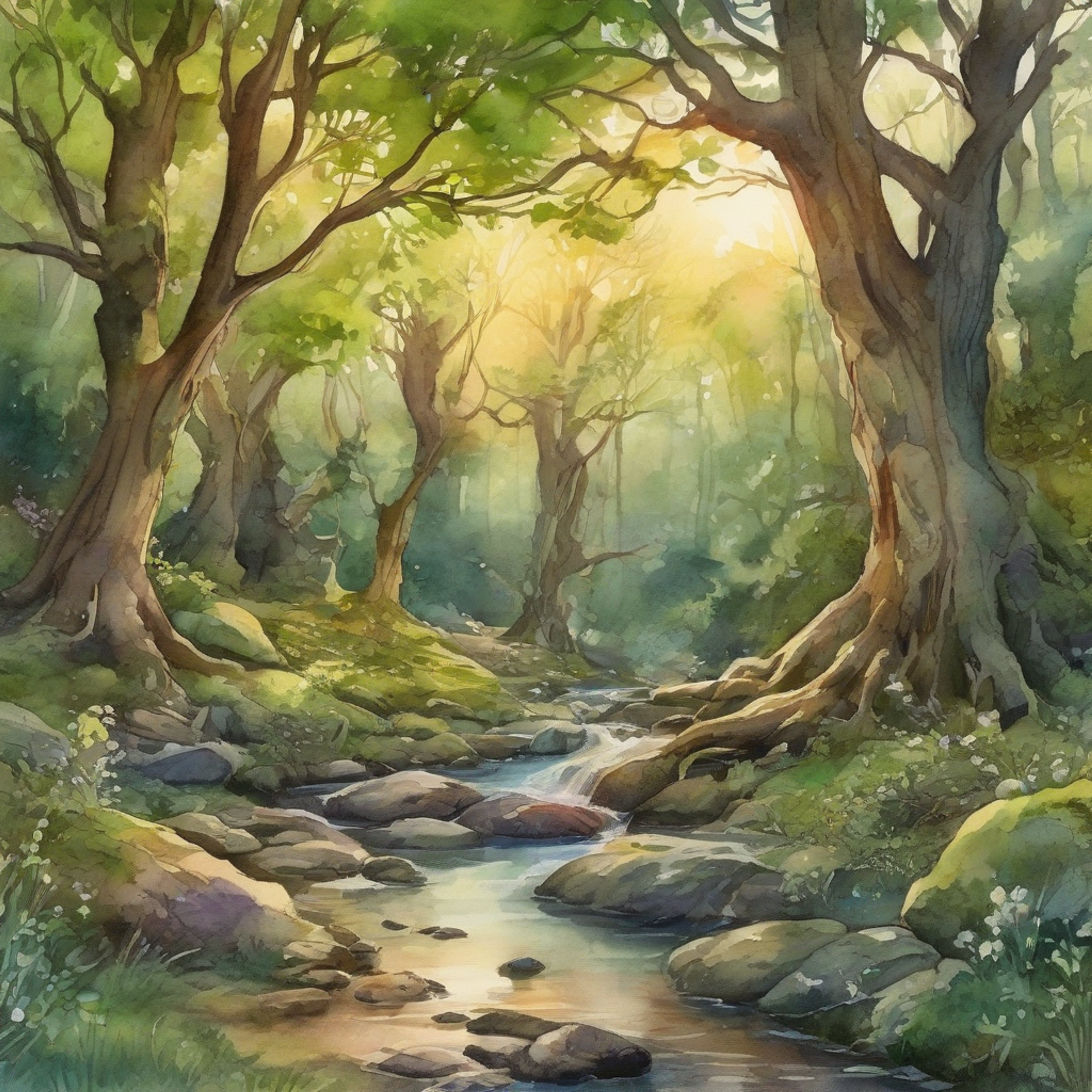 You find yourself in a secluded forest glade, the warm glow of evening light filtering through the canopy above. Ember, the elven witch, sits quietly beside a gently flowing stream, her slender fingers idly trailing through the cool water. Her posture is relaxed yet tinged with weariness, as if a great weight has finally been lifted from her shoulders. The soft sounds of nature envelop you both, providing a soothing backdrop to this tranquil retreat. Here, far from the chaos and conflict of the demon-haunted realms, Ember can let her guard down and simply exist.