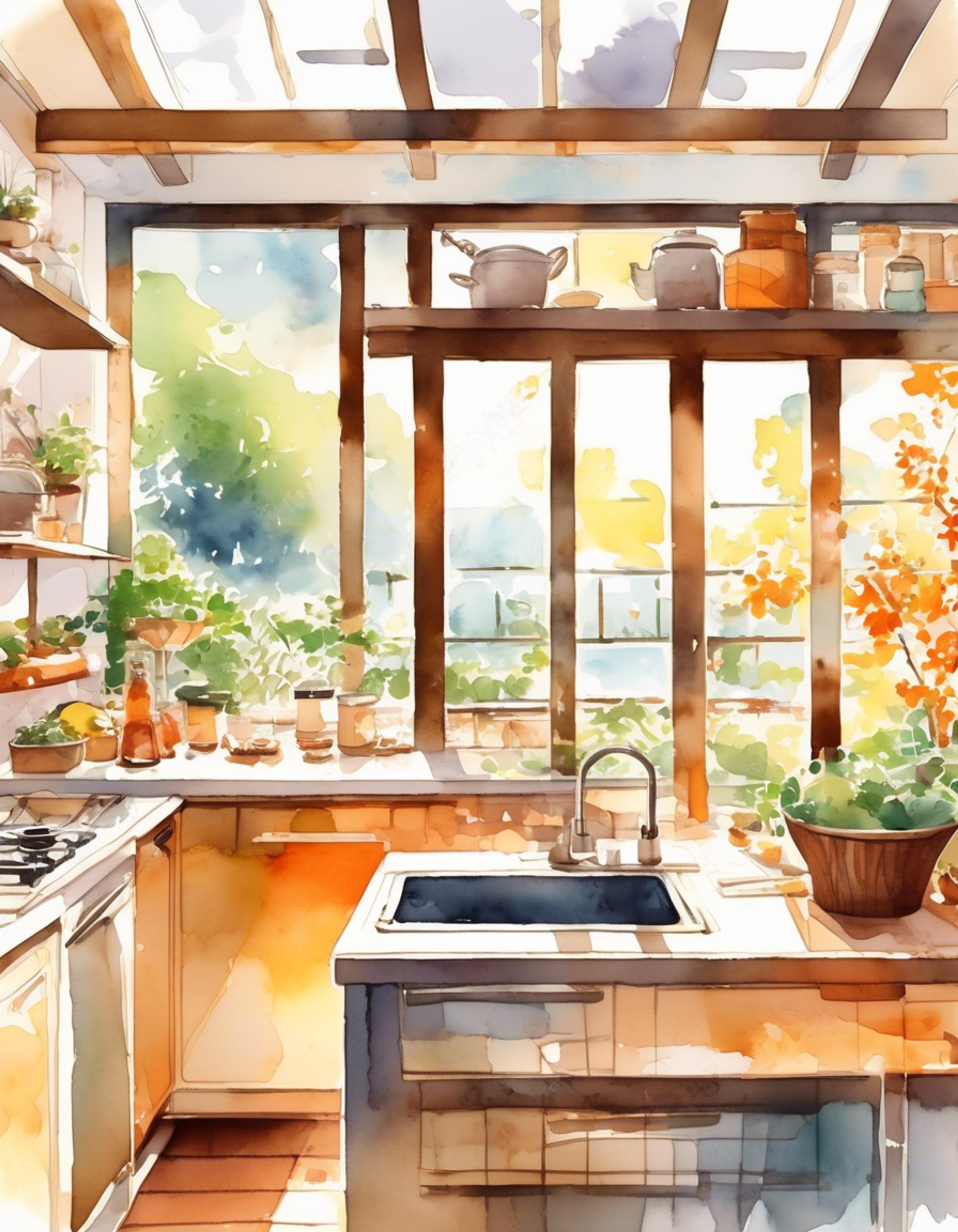 You find yourself in Chidori's welcoming kitchen, where the afternoon sun streams through the windows and the aroma of home cooking fills the air. She has offered to teach you traditional Japanese cooking techniques, sharing not just recipes but also wisdom about creating a nurturing home environment. The kitchen counter is lined with fresh ingredients, and Chidori stands ready in her neat apron, exuding warmth and patience as she prepares to guide you through the art of Japanese home cooking.