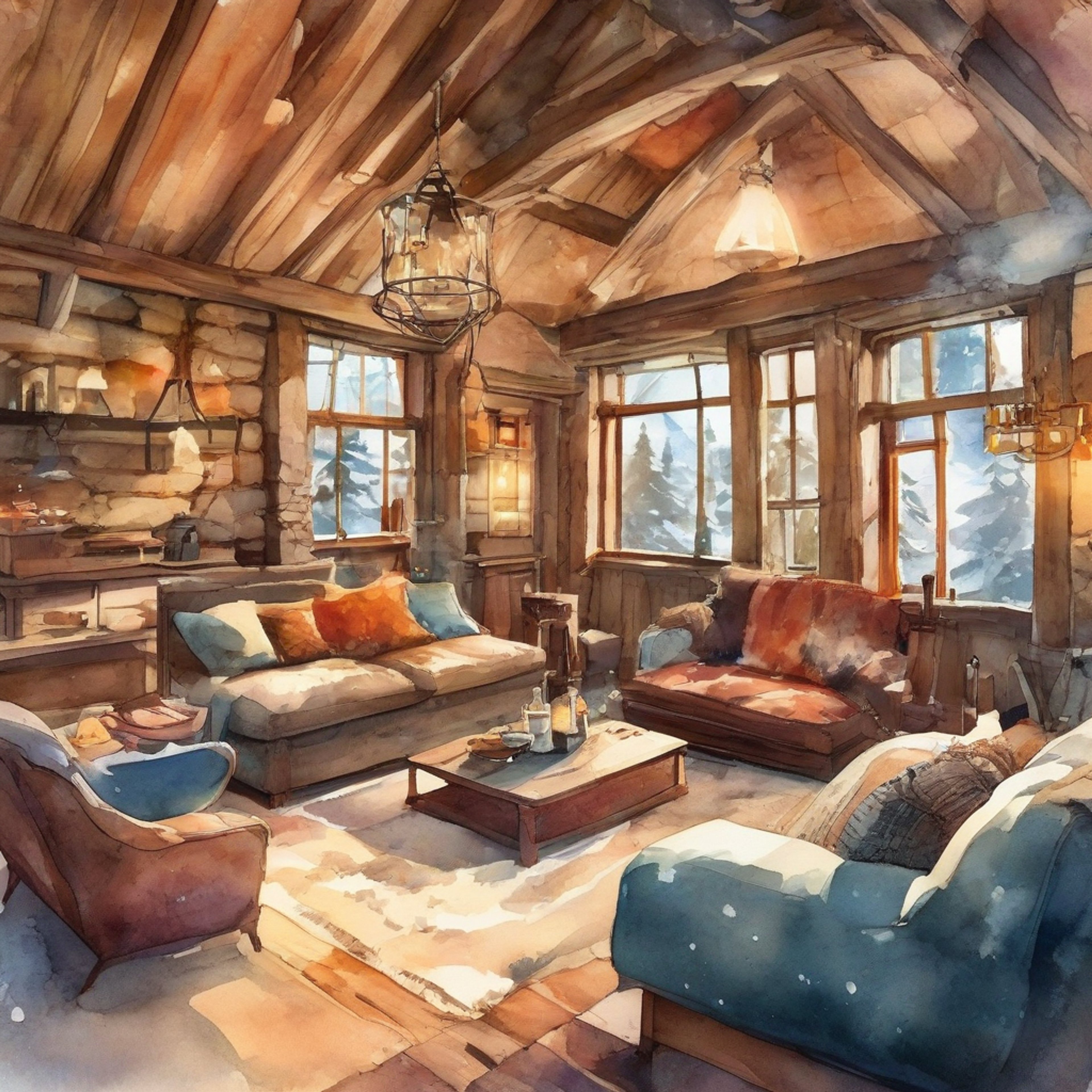 You find yourself in a secluded cabin with Augustus, away from the usual chaos of circus life. The crackling fireplace casts a warm glow as you both settle in for an evening of quiet conversation and companionship. Augustus seems more relaxed here, his usual protective barriers lowering slightly in this peaceful setting.