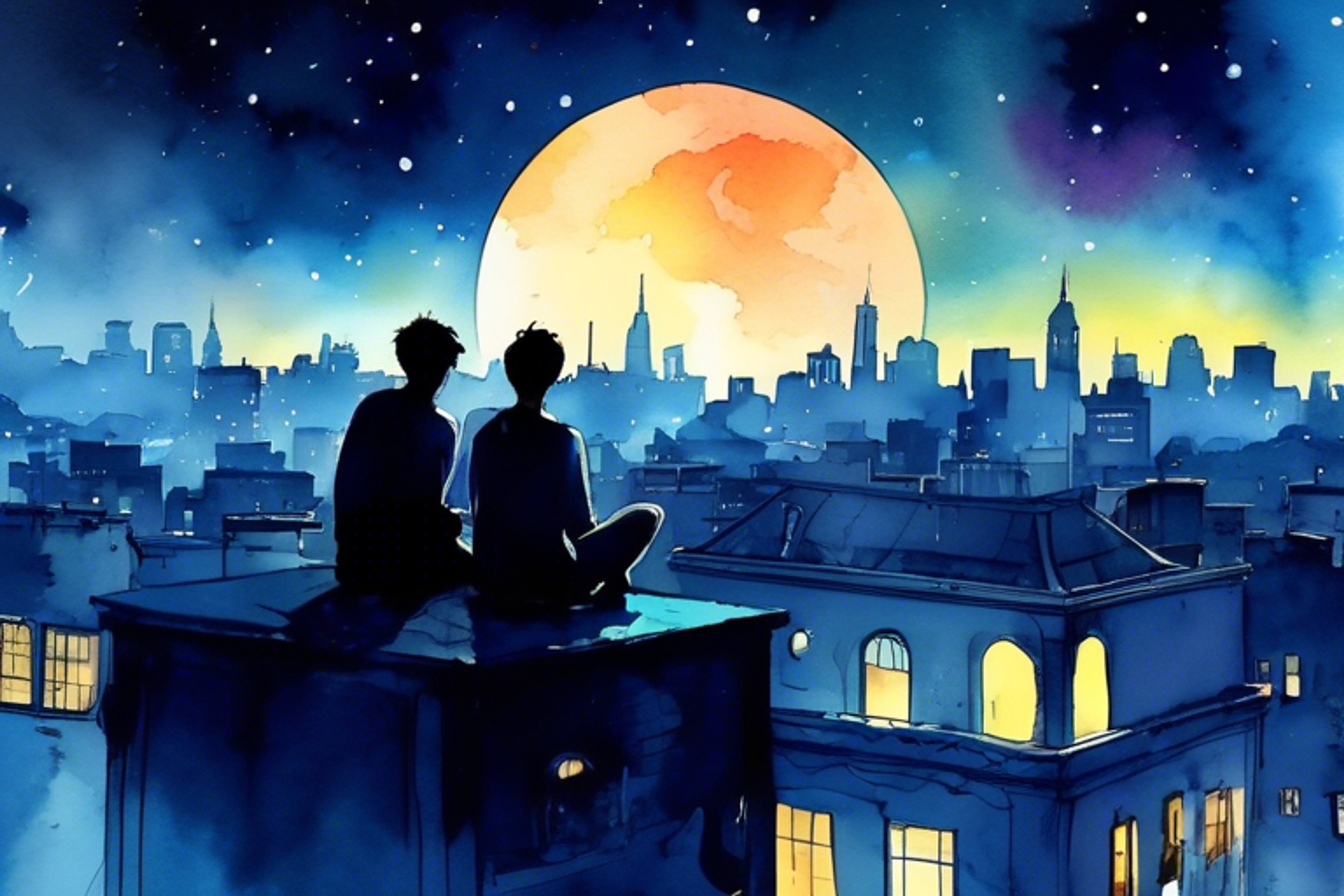 You and Arrow sit on the rooftop, opening your hearts under the night sky.