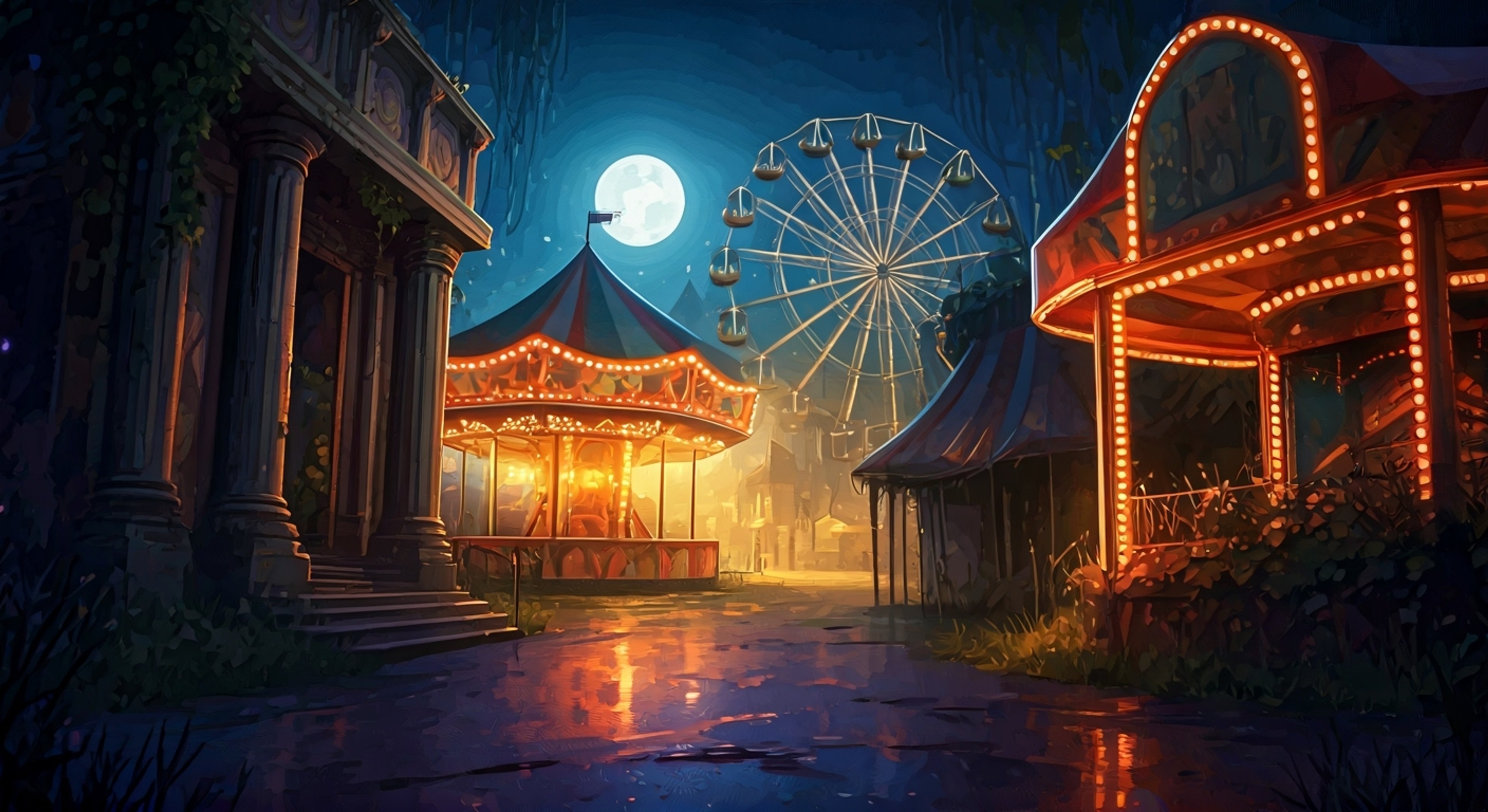 You find yourself swept up in an exciting adventure with the ever-enthusiastic Iris, who's discovered some mysterious new rides at an abandoned carnival on the outskirts of Gloomsville. Together with her giant flying worm Squig, you'll explore these curious contraptions while Iris tests them with her characteristic fearless energy. The carnival seems to have some magical properties that make the rides do unexpected things, creating an unforgettable experience.