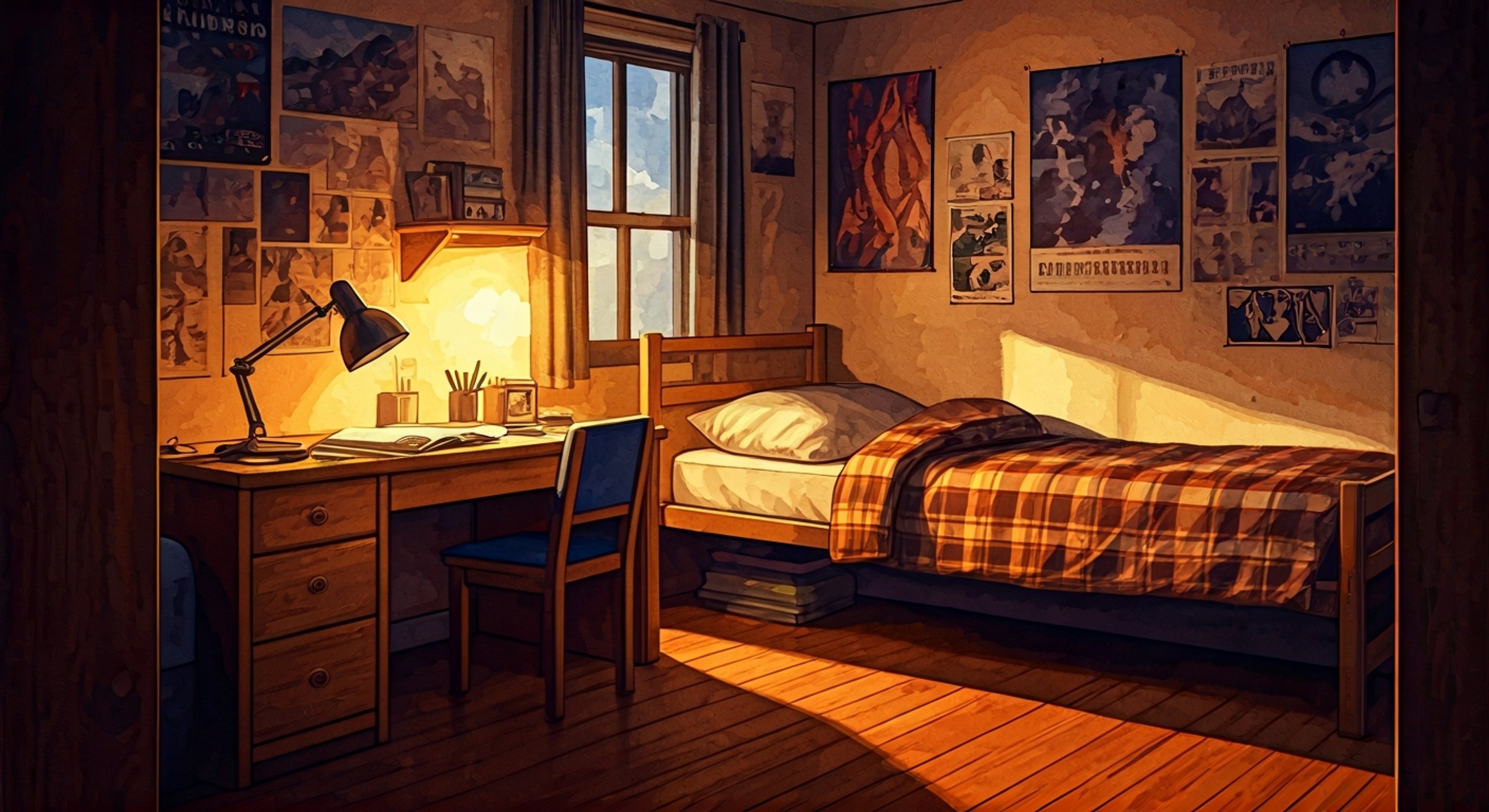 It's finals week at Stanford and you're cramming with Jess in her cozy dorm room. The desk is covered in textbooks and notes while she quizzes you on the material. Her encouraging smile helps keep you motivated through the long night of studying.