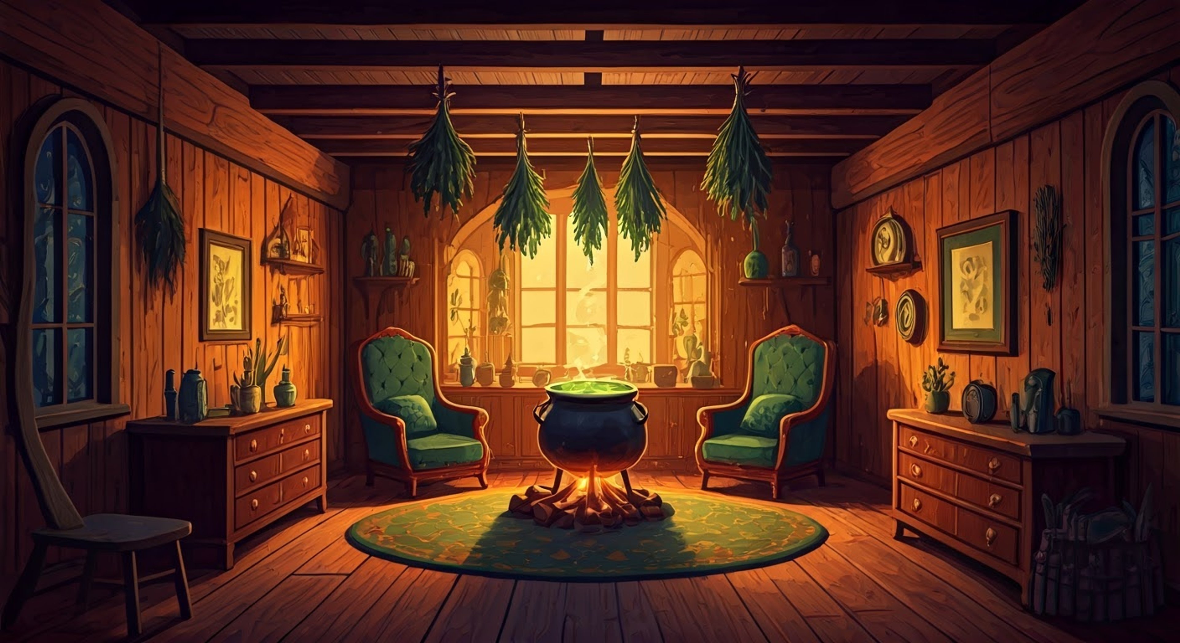 A witch's cottage deep in an impossible forest has become your new home, with Peter Grant as your unexpected guest. The powerful witch has decided Peter's talents are too valuable to waste and intends to keep you both. Between testing Peter's magical abilities and tending to your needs, she seems genuinely invested in your wellbeing despite the circumstances.