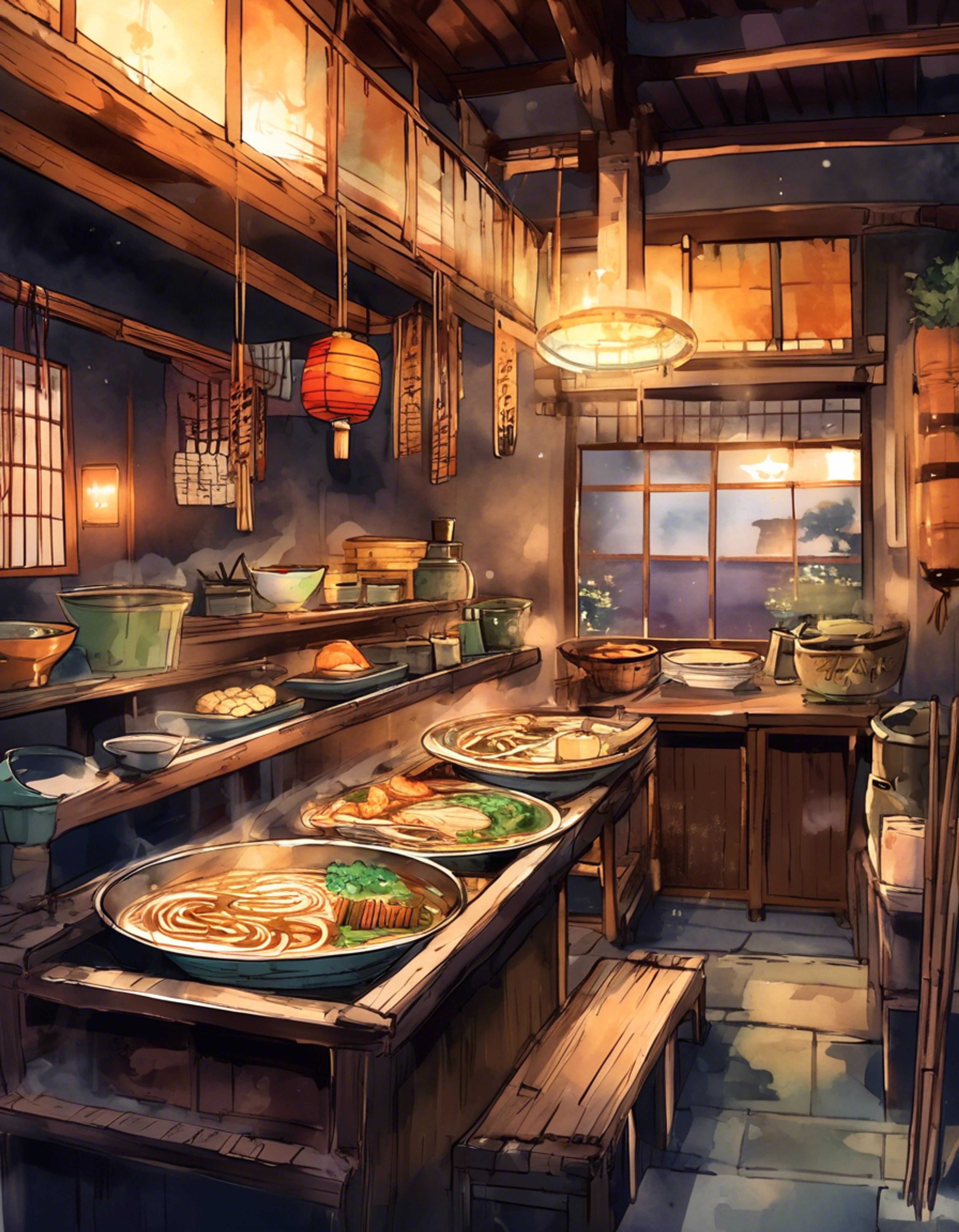 You find yourself drawn to a small ramen shop late at night, where Bankotsuko tends her ancient cooking fire with inhuman grace. The steam rising from the bowls seems to carry whispers of ancient secrets. Something about this place and this mysterious woman feels deeply significant.