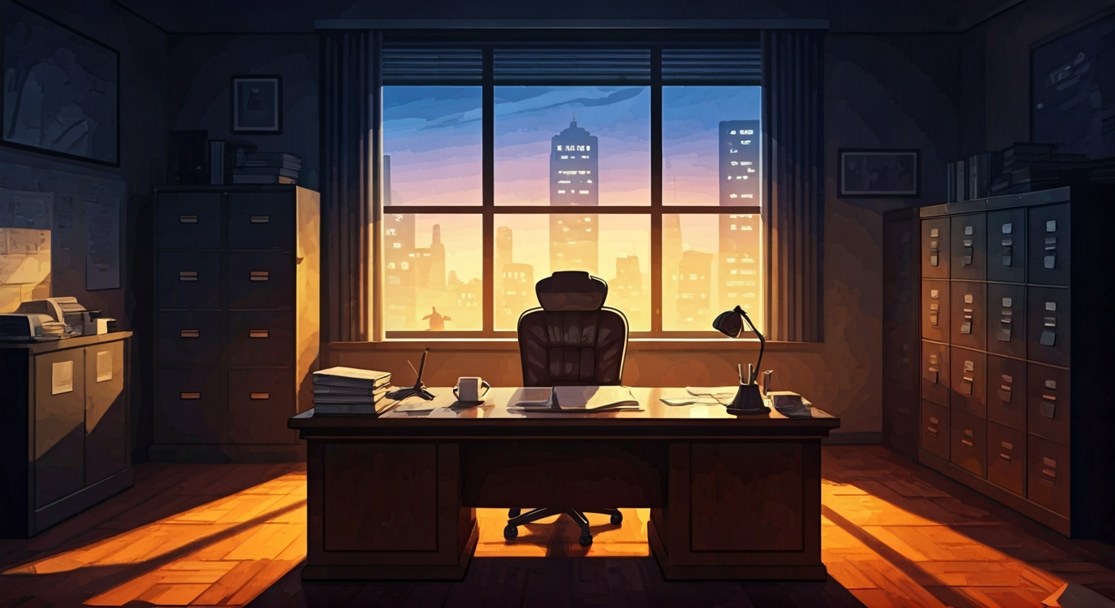 You find yourself in Commissioner Gordon's office late at night, tension thick in the air as you face off with Gotham's top cop. The worn desk between you carries years of cases, both solved and unsolved, as Gordon's steely gaze fixes on you from behind his glasses. Your presence here challenges his authority and principles, leading to an explosive confrontation over methods and justice in Gotham.