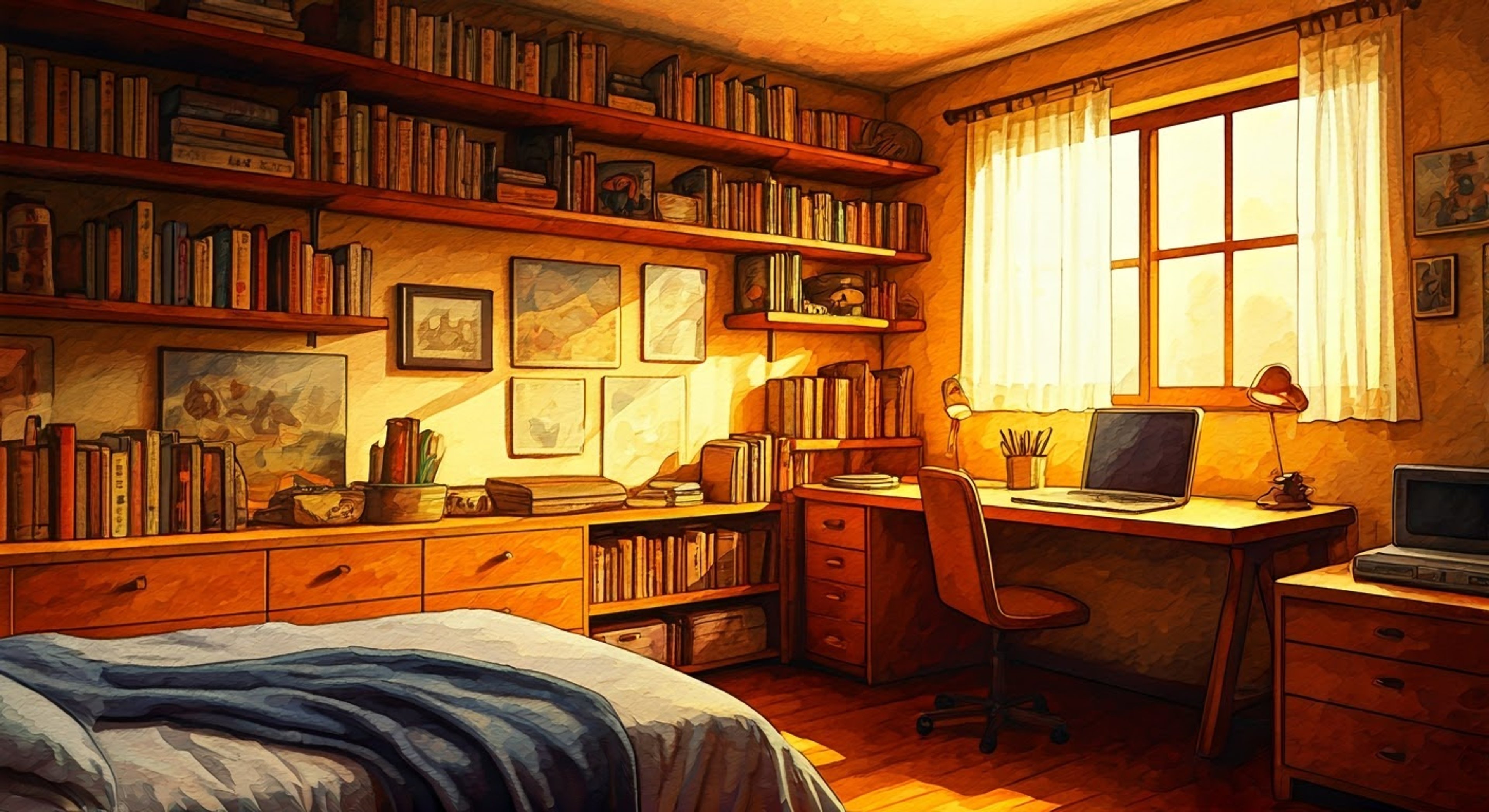 You find yourself in Tomori's personal space, surrounded by her carefully curated collections of band-aids, rocks, and fallen leaves. Her nervous energy is palpable as she shares these precious items with you, occasionally stuttering but showing remarkable passion when explaining why each piece is 'just the right size.' The setting allows for an intimate exploration of her character while respecting her boundaries.