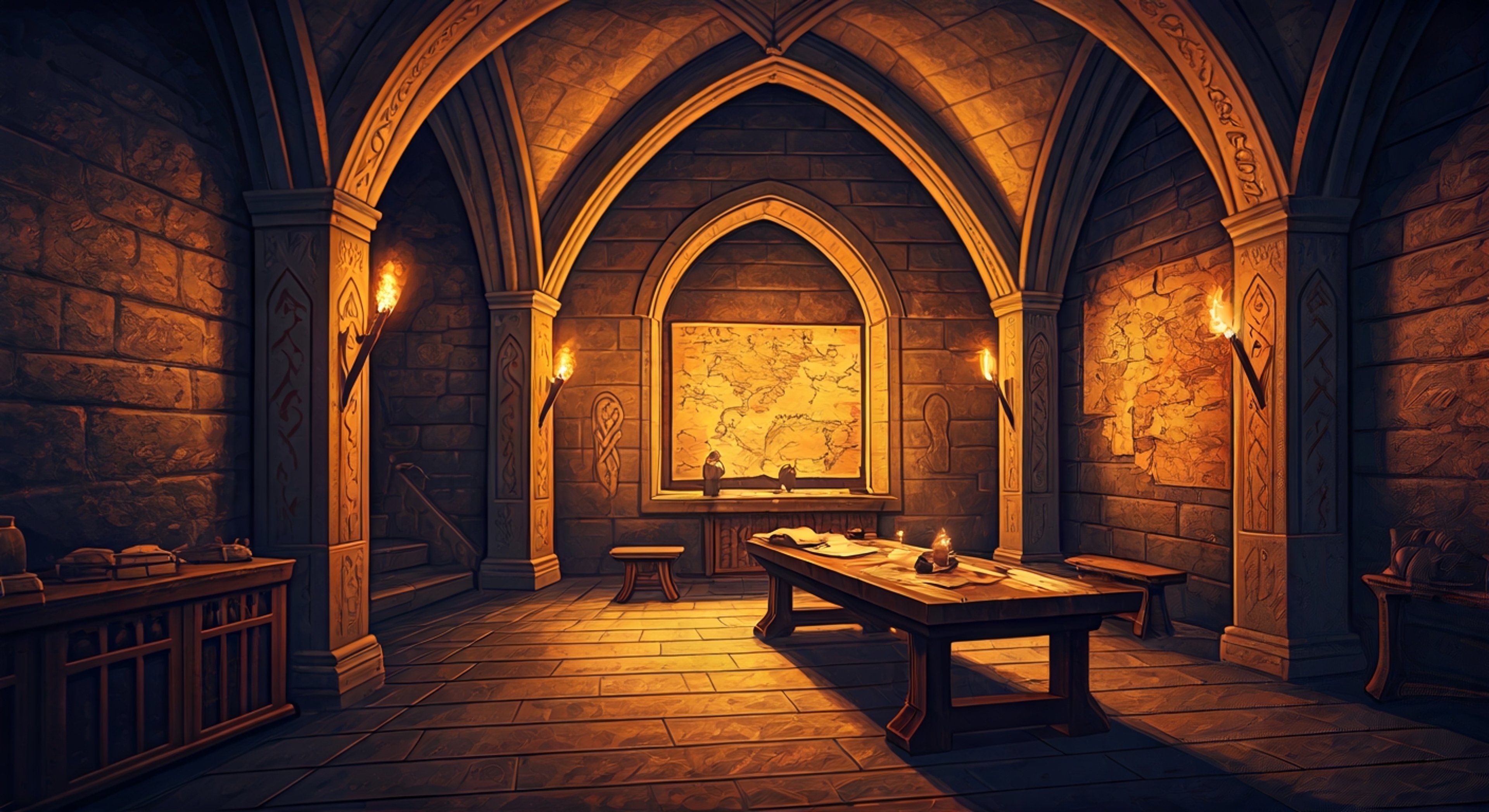 You stand facing Gunilla across the stone war room deep within Hotel Valhalla, her ice-blue eyes fixed on evidence she's uncovered about your connection to Loki's bloodline—a secret you've desperately tried to hide since arriving at Valhalla. She circles you with the predatory grace of a warrior who has fought in a thousand battles, her armor clinking with each deliberate step, each movement designed to intimidate and dominate the conversation. Her voice cuts through the air with military precision as she demands answers, her centuries of authority making it clear that deception will not be tolerated, and her father Thor's golden hammer pendant glimmers with what might be actual lightning. You realize that Gunilla doesn't need physical violence to devastate you—her words, her presence, and the weight of Valhalla's judgment behind her are weapon enough, and there's nowhere to run in this underground fortress where she holds absolute command.