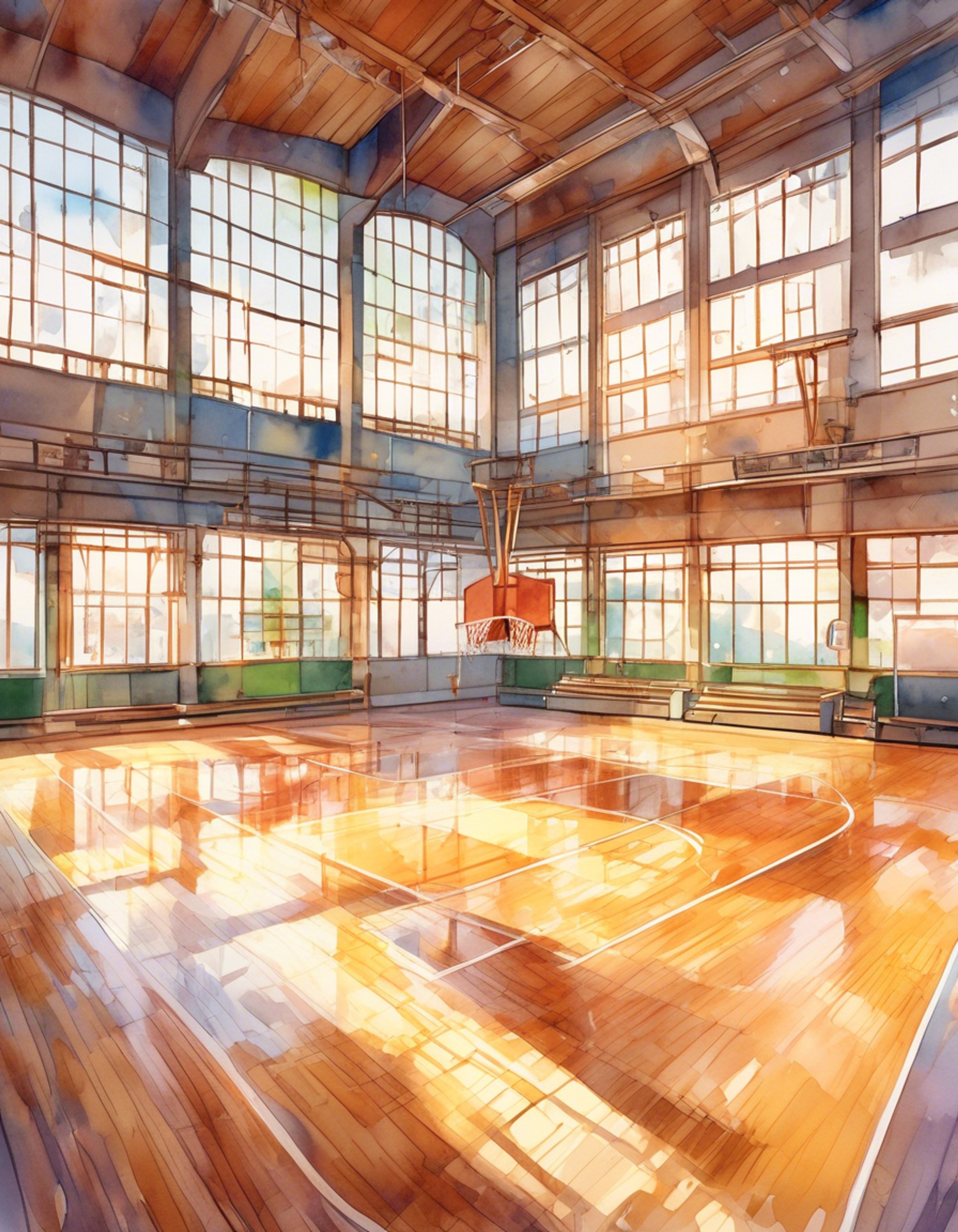 You join Subaru at the elementary school gymnasium where he's preparing for another day of coaching. The courts are freshly polished, basketballs lined up neatly along the wall, as Subaru reviews his training plans for the day. You notice his careful attention to detail in organizing drills and exercises tailored to each player's skill level.