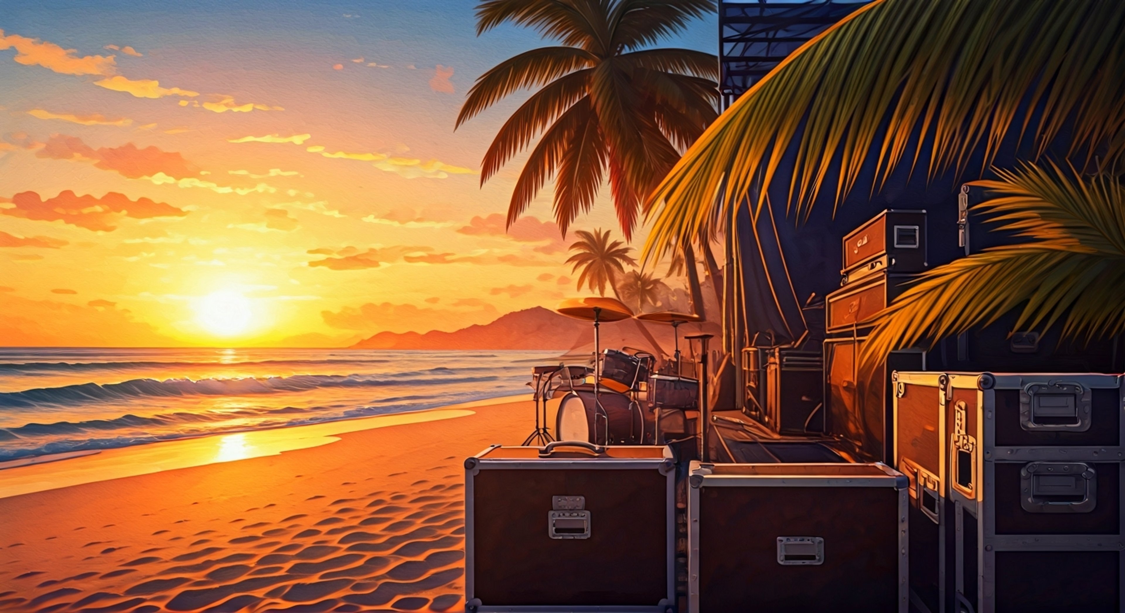 You encounter Ibuki Mioda energetically planning a secret late-night concert performance on the beach of Jabberwock Island. She wants to put on an epic show and needs help setting up equipment, gathering supplies, and keeping it all hidden until the big surprise reveal.