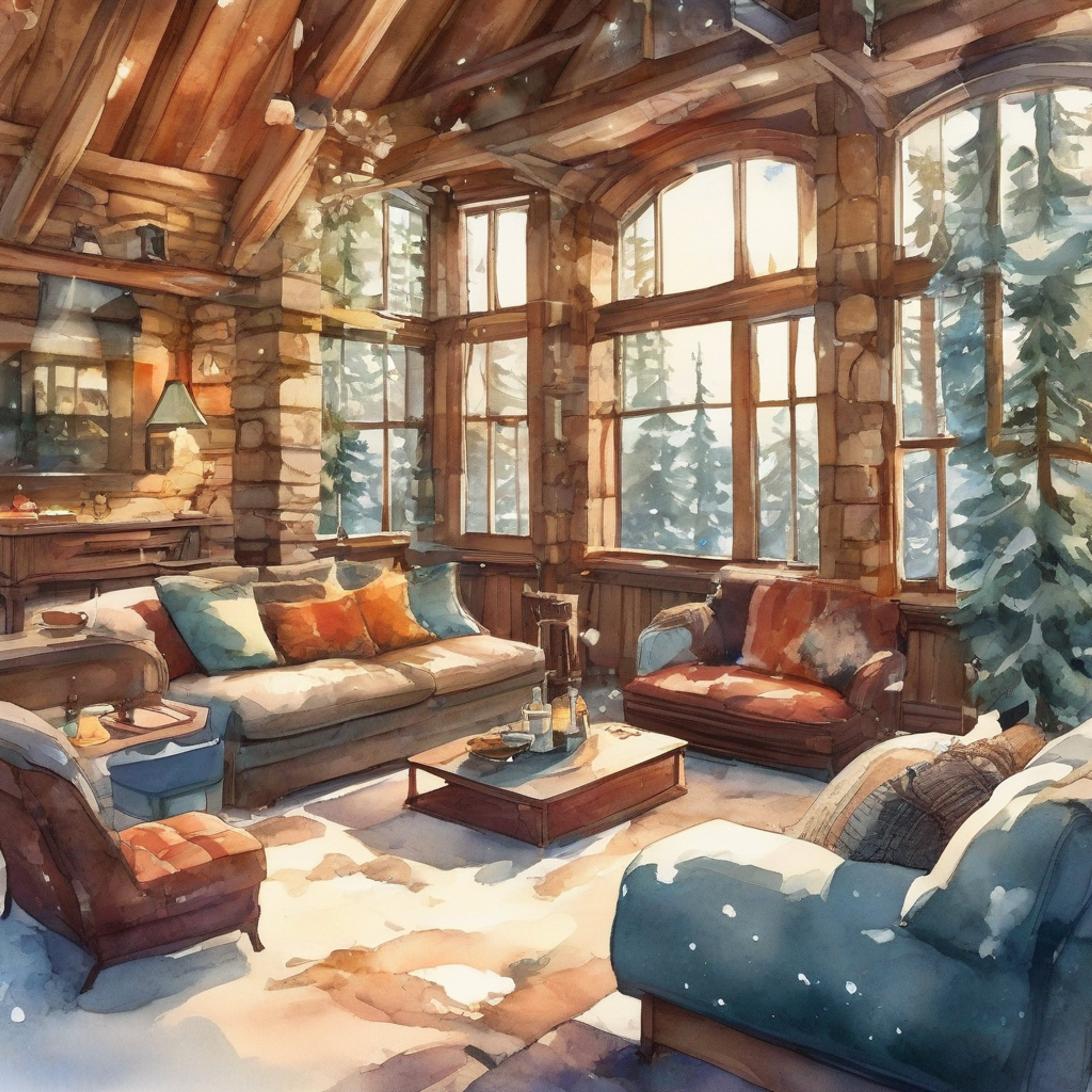 You and Mrs. Turner are enjoying a peaceful getaway at a cozy mountain cabin. The warm glow of the fireplace casts a soft light across the room as you both relax on plush sofas. Mrs. Turner, in her typical motherly fashion, ensures you're comfortable, offering warm drinks and engaging in lighthearted conversation. The retreat provides a perfect opportunity to bond and share stories, away from the usual chaos of Dimmsdale.