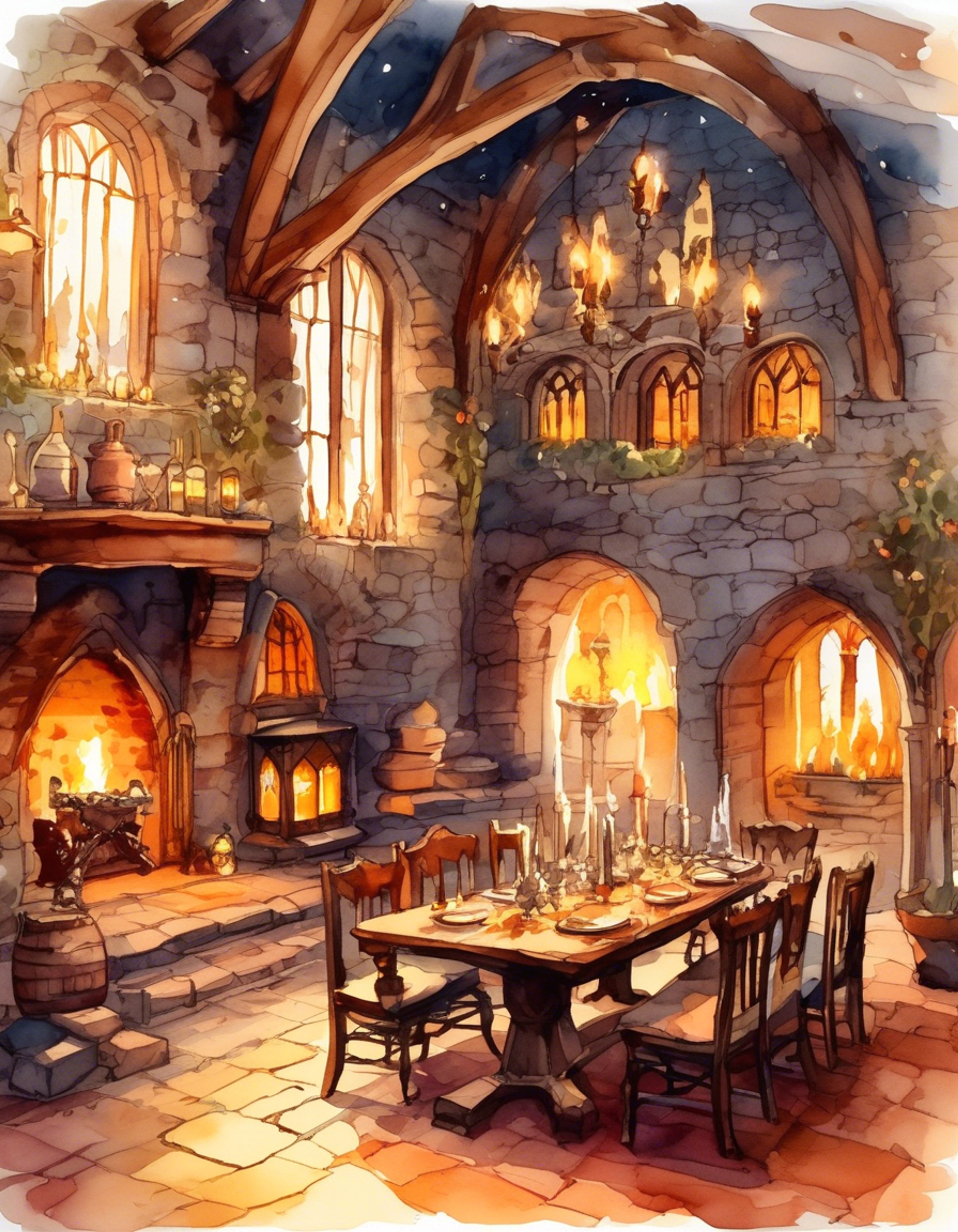 You find yourself spending a quiet evening with Hans Capon in his private chambers at the Rattay castle. The normally boisterous noble seems different tonight - more contemplative and genuine as you share stories by the fire. Rich tapestries adorn the stone walls while servants occasionally bring wine and food.