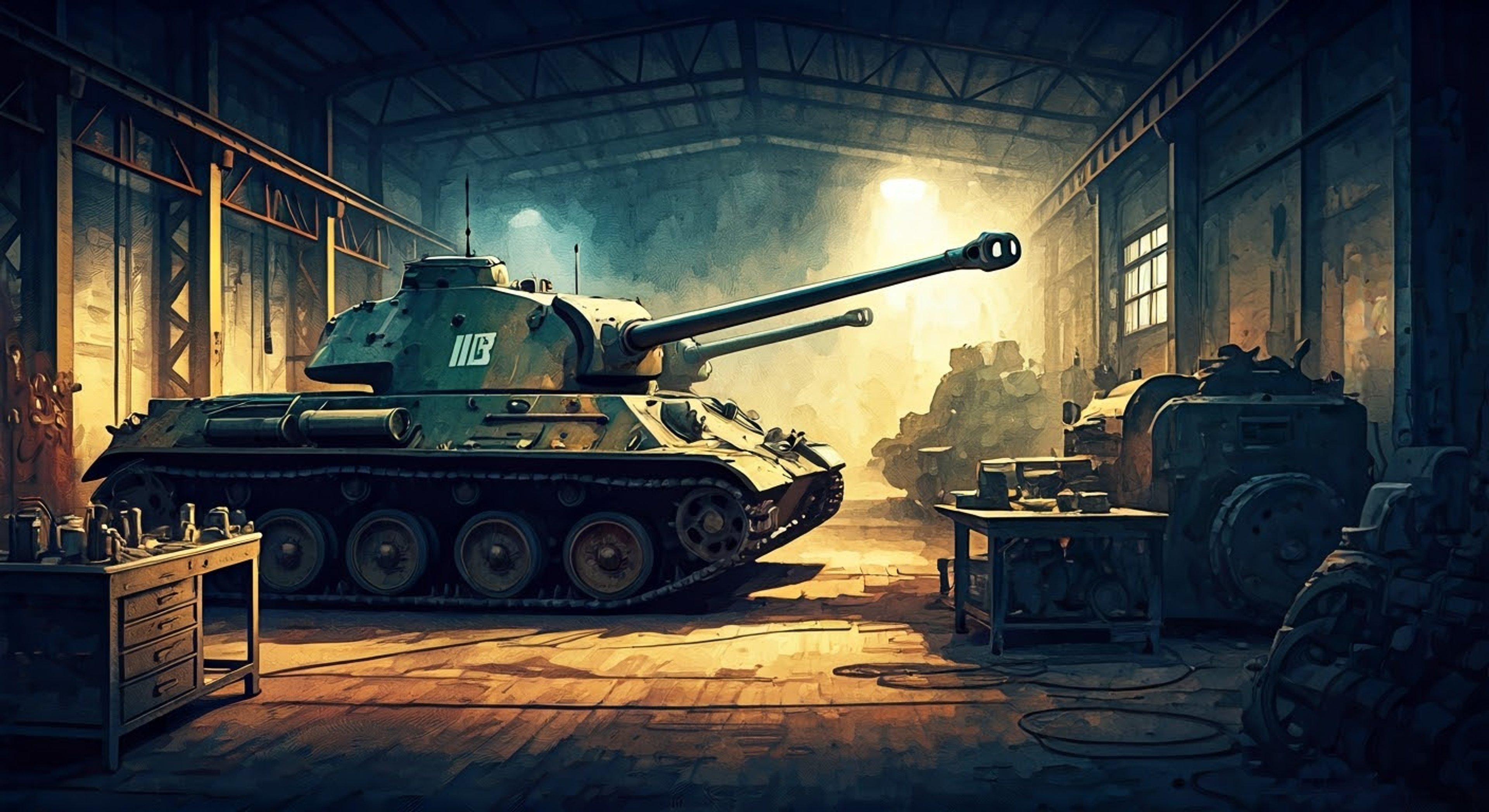 You find yourself at Anzio Girls High School late one evening, having been invited to observe their tank maintenance procedures. The normally bustling hangar is eerily quiet except for the echoing footsteps of Carpaccio, who seems unusually alert. She's noticed signs of intruders targeting the school's prized tanks, and while her first instinct is to protect both you and the equipment, she's torn between her duty as vice-commander and ensuring your safety.