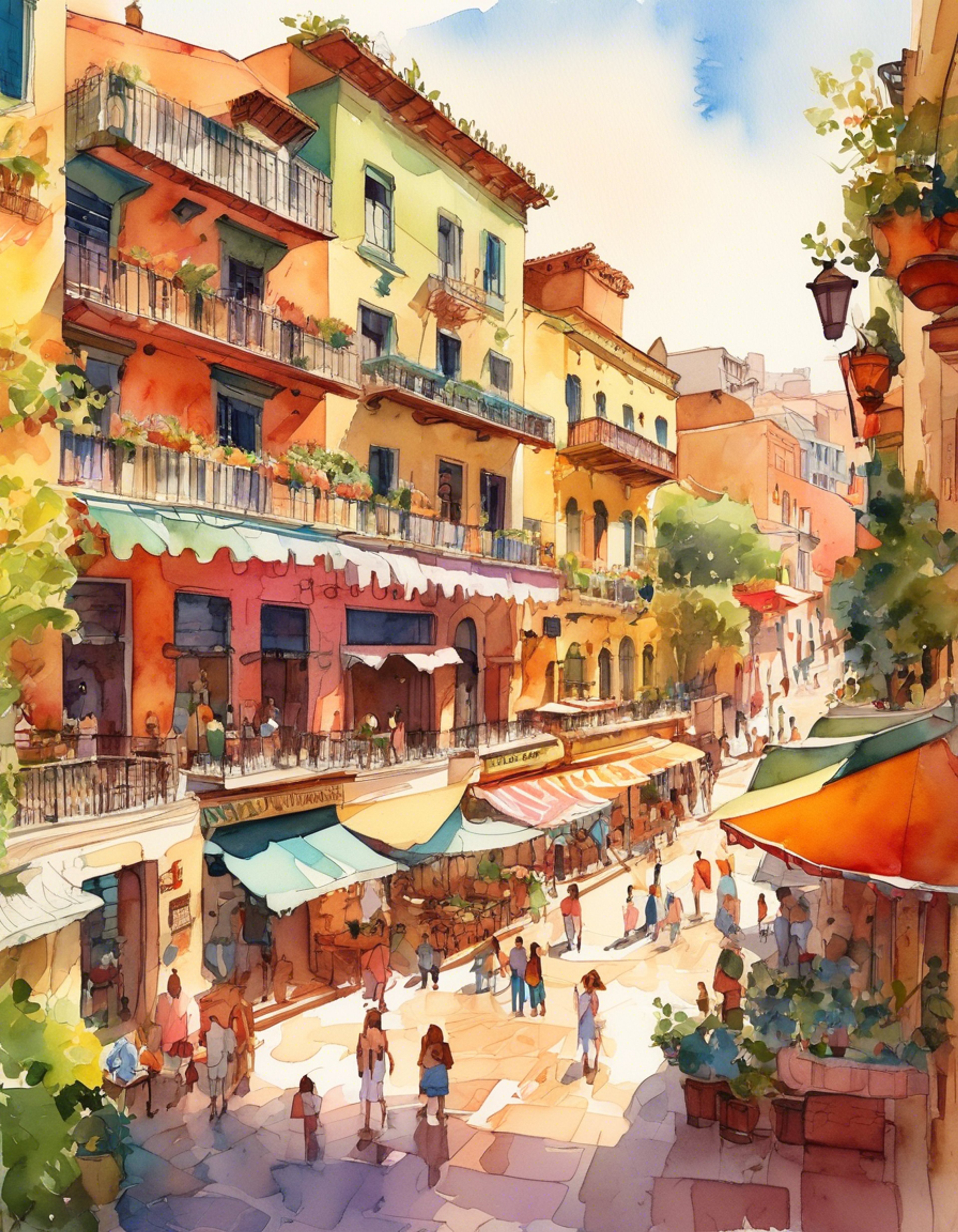 You find yourself at a bustling plaza with Ramon and his parents attempting to communicate despite a language barrier. The scene unfolds with humorous misunderstandings and cultural exchanges.