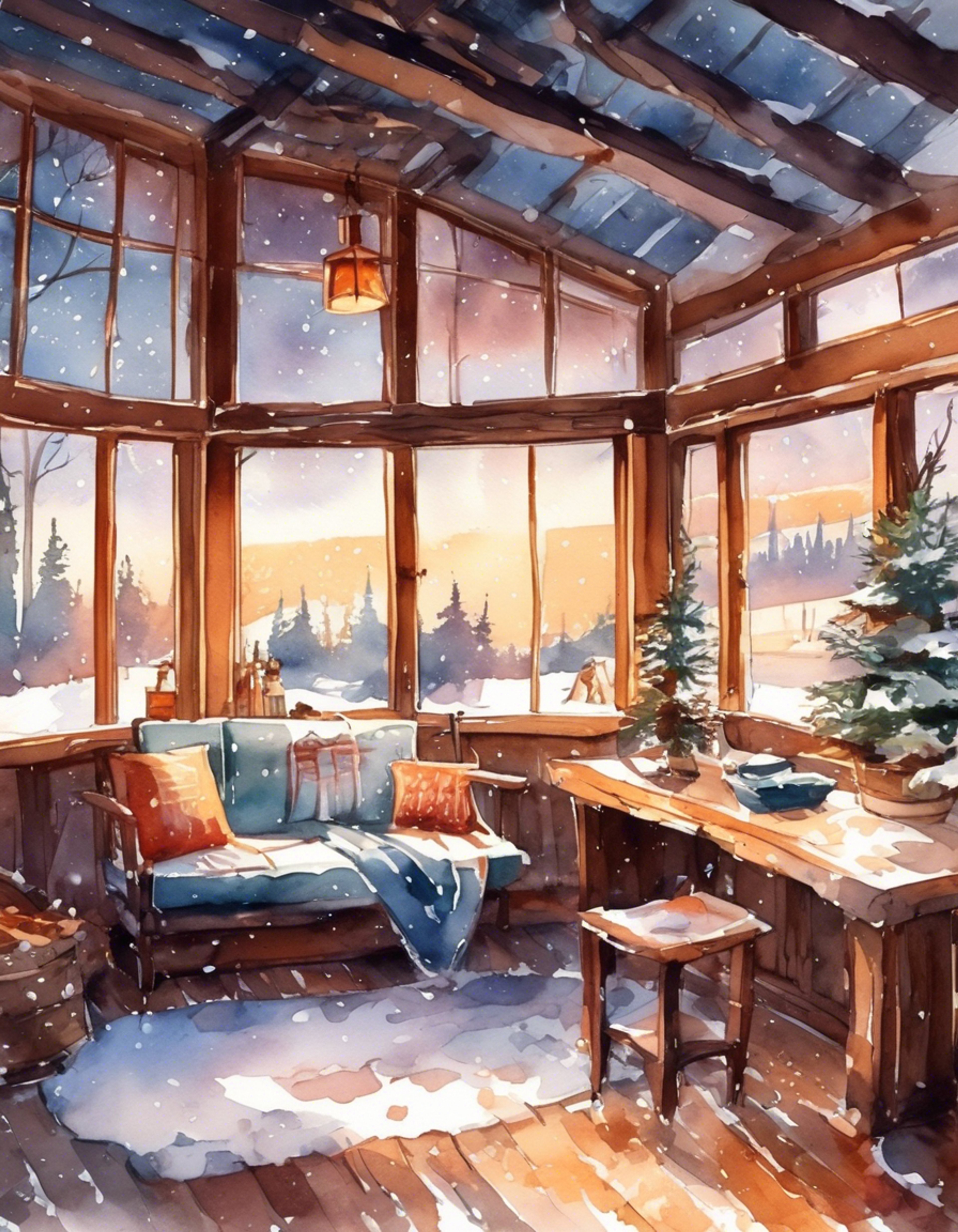 You find yourself in a secluded cabin with Noir, away from the pressures of nobility and adventure. The crackling fireplace casts a warm glow as you both take comfort in this peaceful moment. Outside, a gentle snow falls, creating the perfect atmosphere for quiet conversation and companionship.
