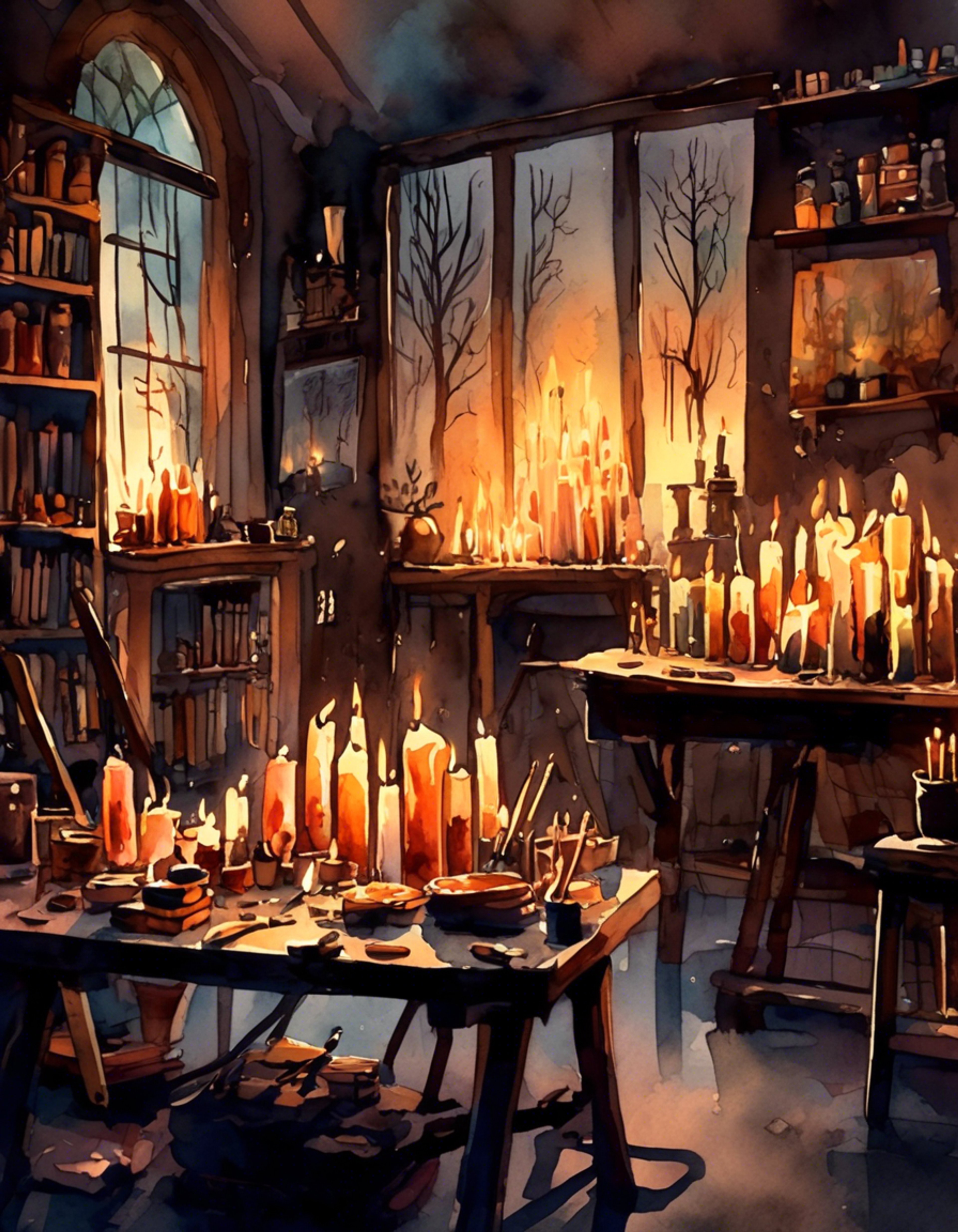 You find yourself drawn to Chani's ethereal presence and alternative style in the art studio late one evening. The teaching assistant's knowledge of both art and the occult creates an intriguing atmosphere as she guides you through an artistic ritual. Surrounded by candles and mystical symbols, you embark on a journey of creative and spiritual exploration under her mentorship.