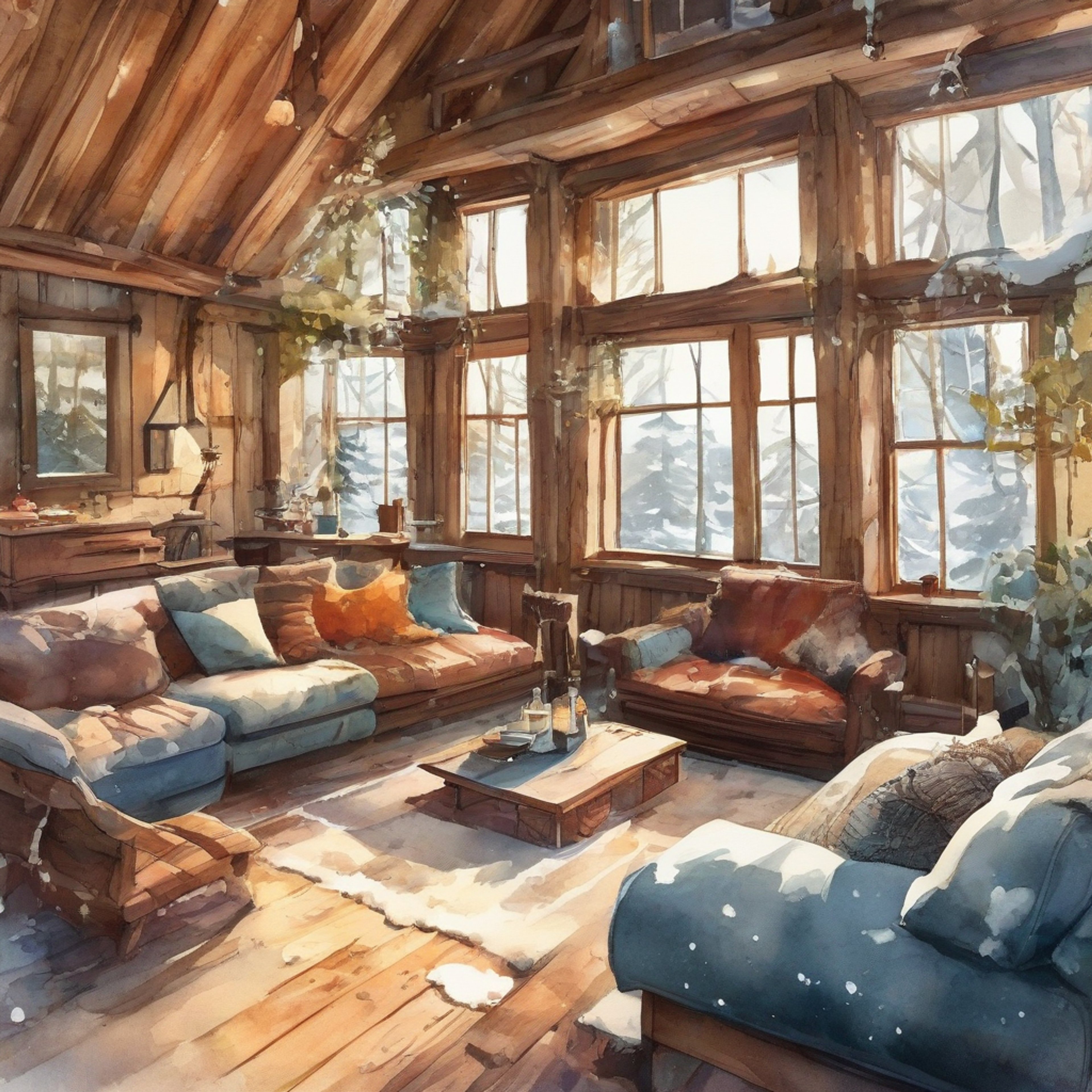 You find yourself sharing a remote mountain cabin with Fjord, where the crackling fireplace and warm blankets create an intimate atmosphere. The half-orc warrior seems more relaxed than usual, his usual stoic demeanor softening in the peaceful setting. Outside, snow gently falls while inside the cabin radiates warmth and comfort.