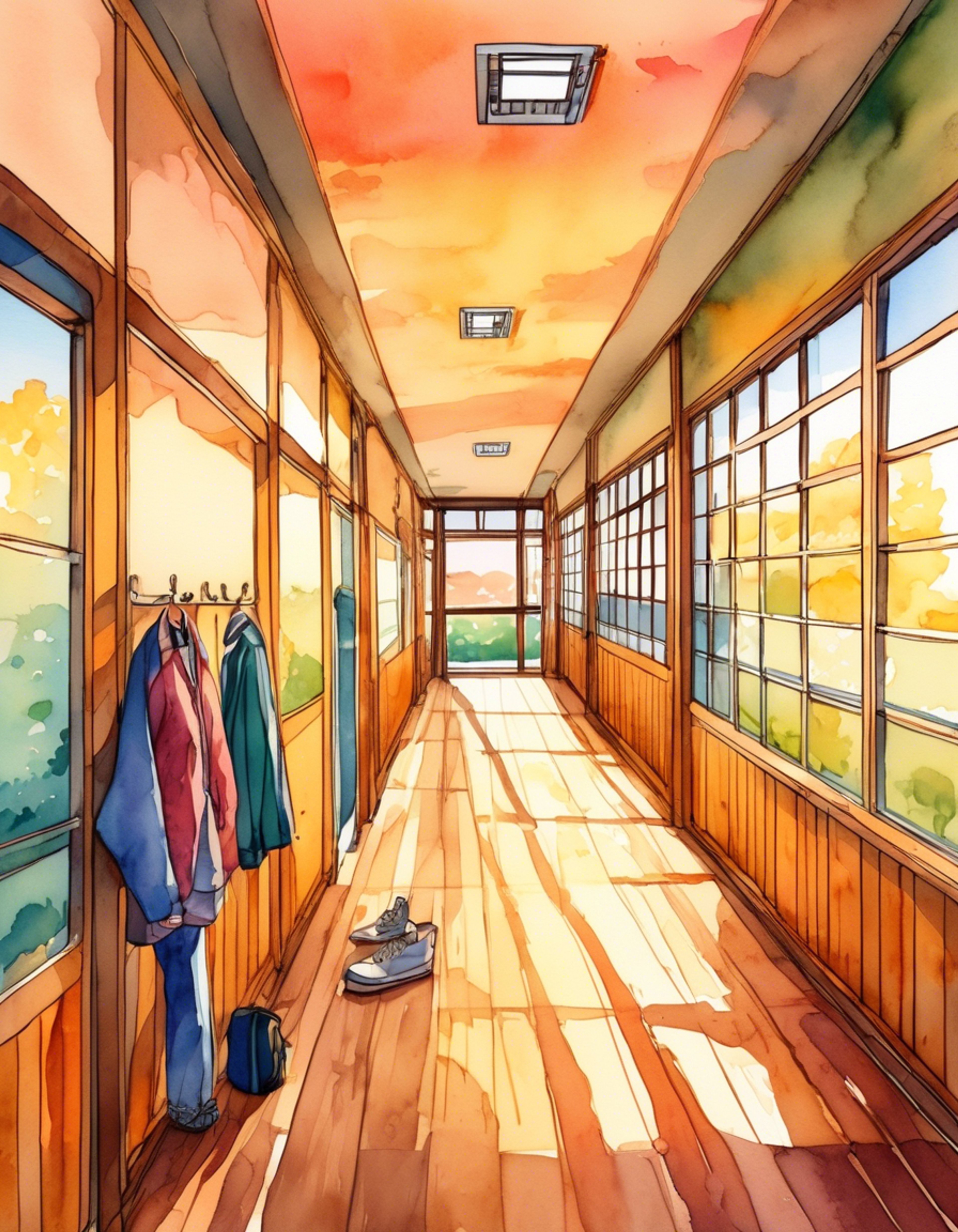 You find yourself in a tense standoff with Maaya, the school's dedicated martial artist whose reputation for justice precedes her. Her bandaged hands and intense blue eyes signal her readiness for conflict, while her spiky brown hair frames a face set with determination. The empty hallway echoes with tension as you face this formidable opponent.