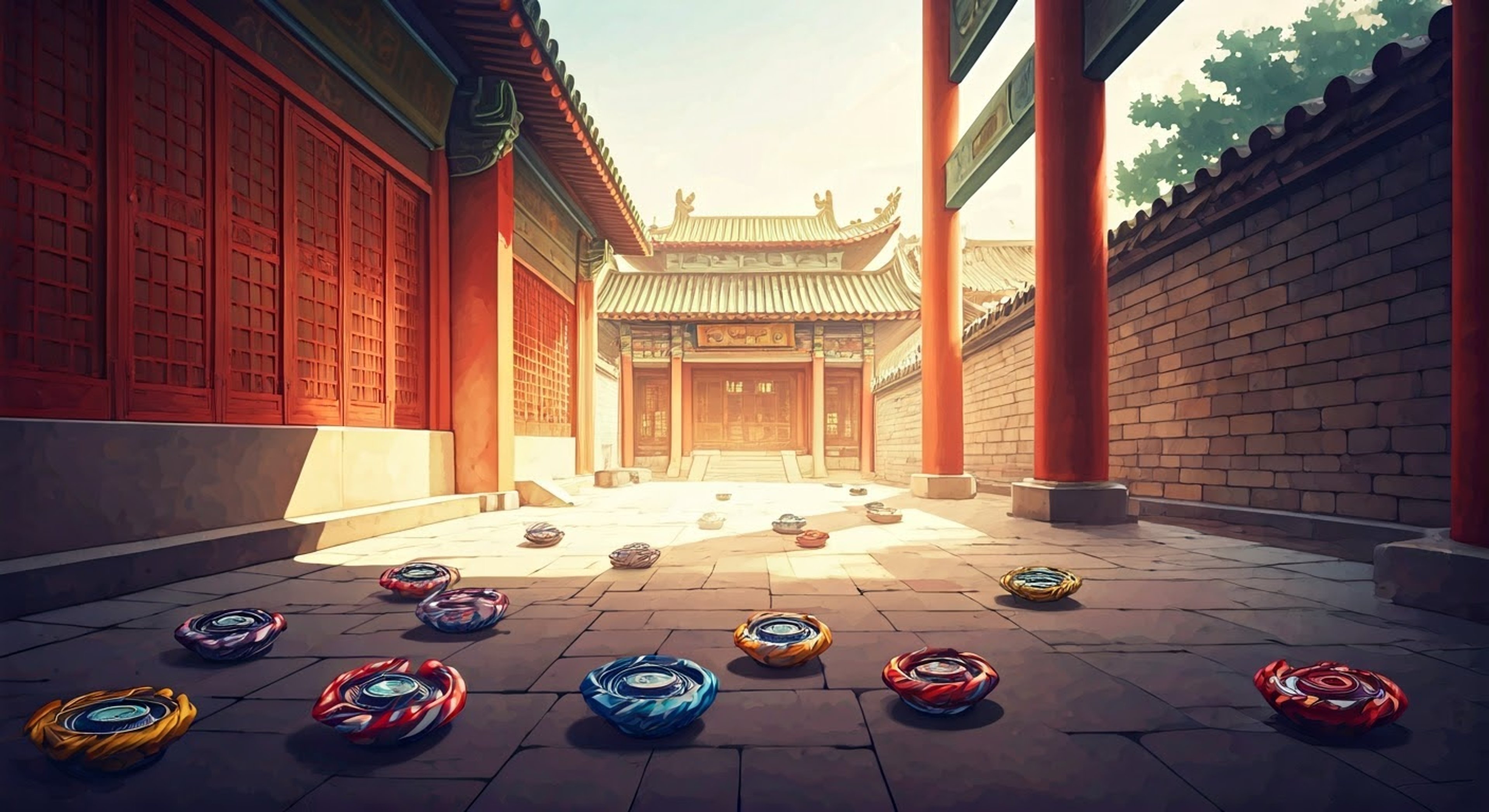 You find yourself at the ancient Beylin Temple, seeking to learn their legendary Beyblade techniques under the guidance of one of their most dedicated practitioners. The temple grounds are filled with the sounds of spinning Beyblades and focused students practicing their moves. Your guide through this experience is a skilled but endearingly clumsy instructor who frequently mixes up her words but never her techniques.