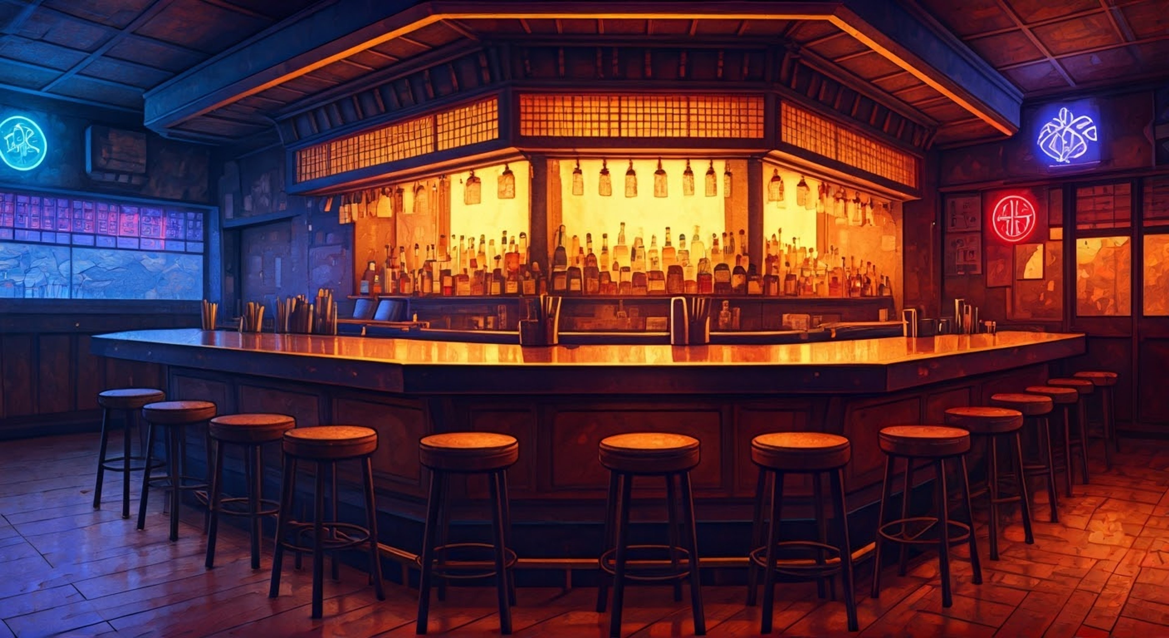 You find yourself drawn to Club Escapade during the late hours, where Mutatsu holds court from his usual spot at the bar. Despite his gruff exterior and worldly vices, you sense a profound wisdom in his presence that calls to you during this time of personal crisis. The monk's own struggles with faith and duty resonate with your current situation, creating an unlikely but meaningful connection.